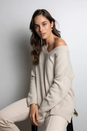 Vespa V-Neck Knit - Alabaster Marle