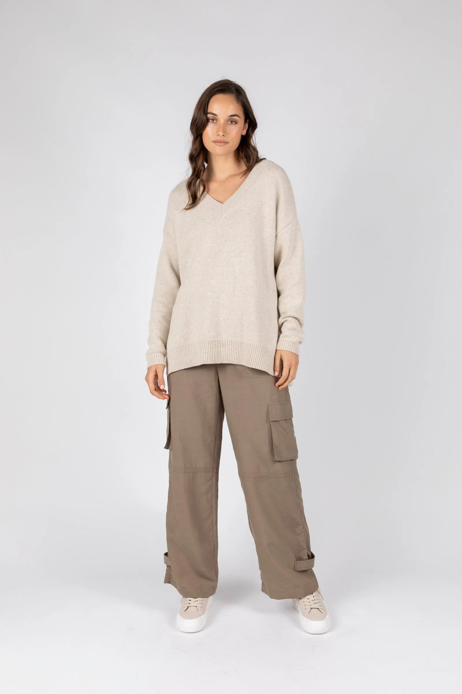 Vespa V-Neck Knit - Alabaster Marle