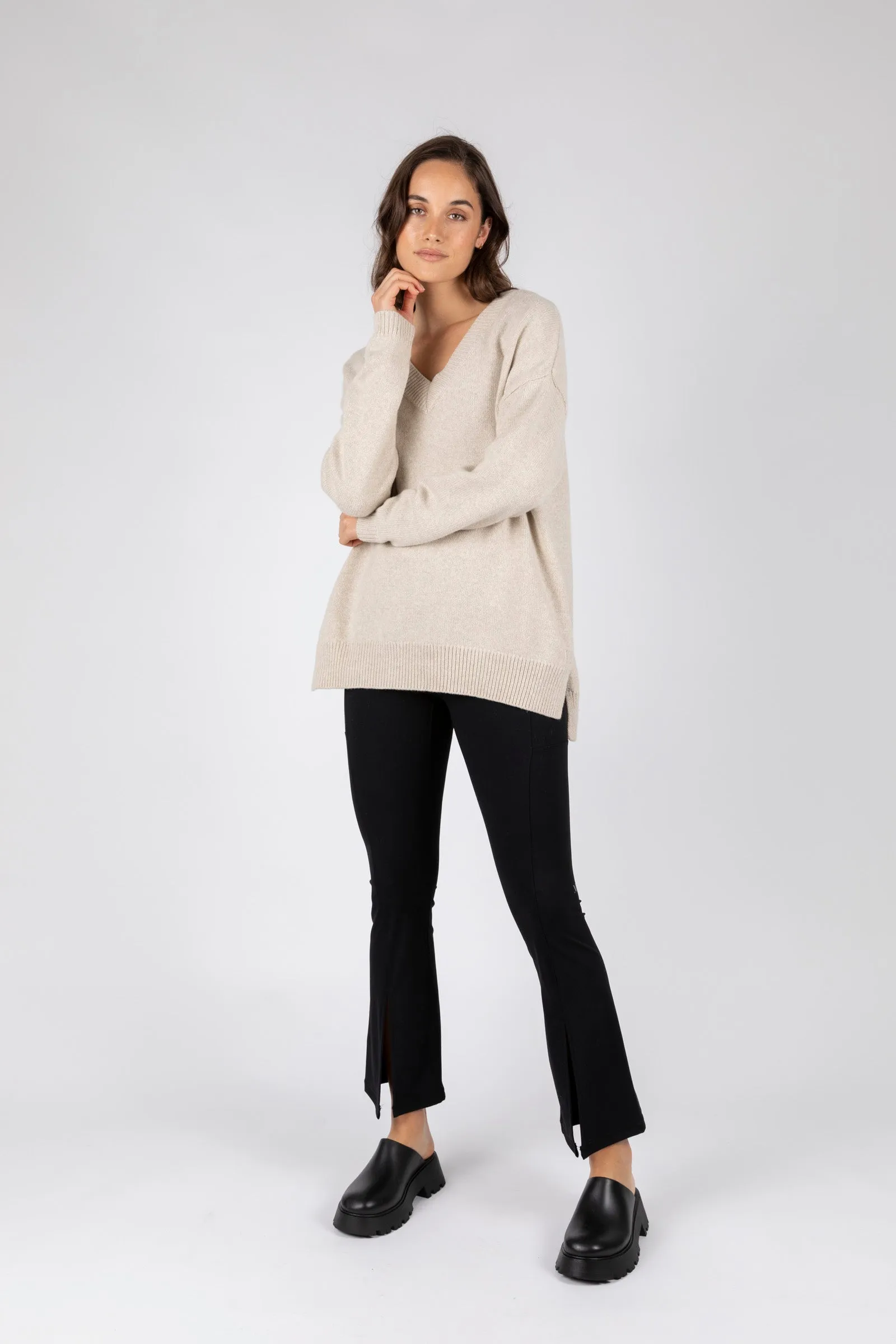 Vespa V-Neck Knit - Alabaster Marle