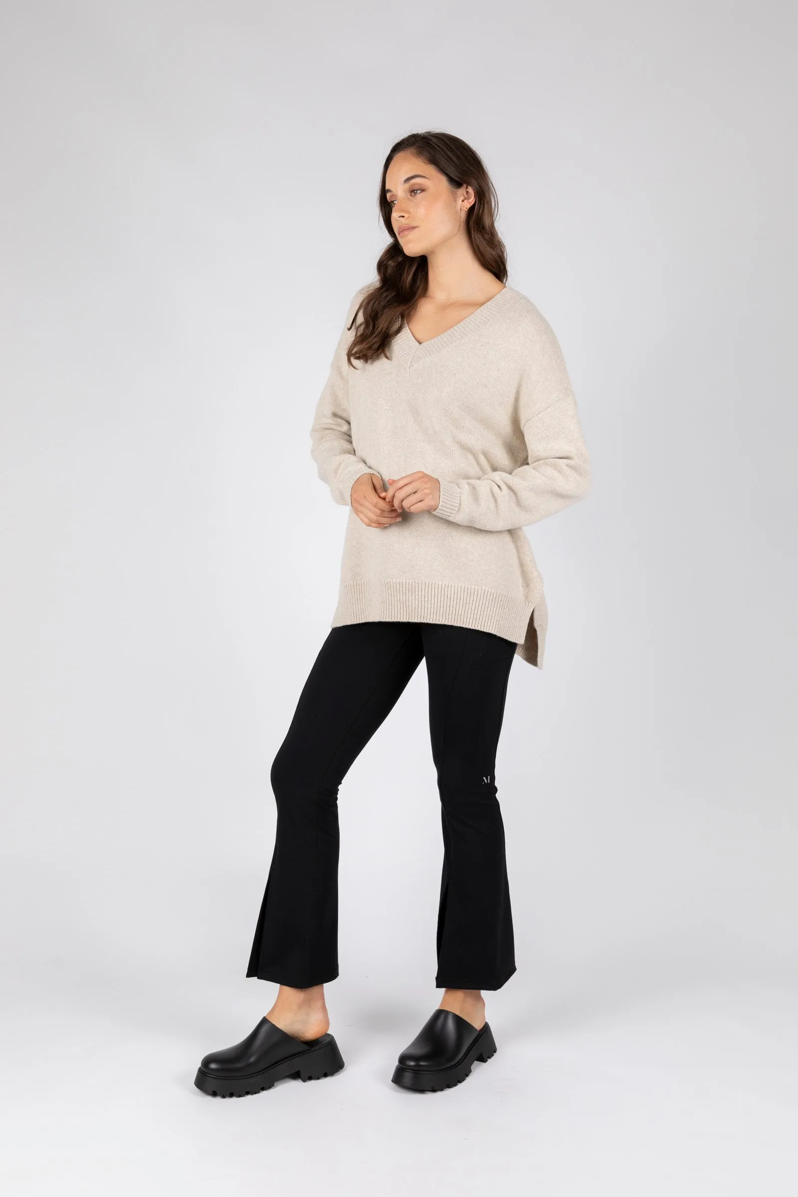 Vespa V-Neck Knit - Alabaster Marle