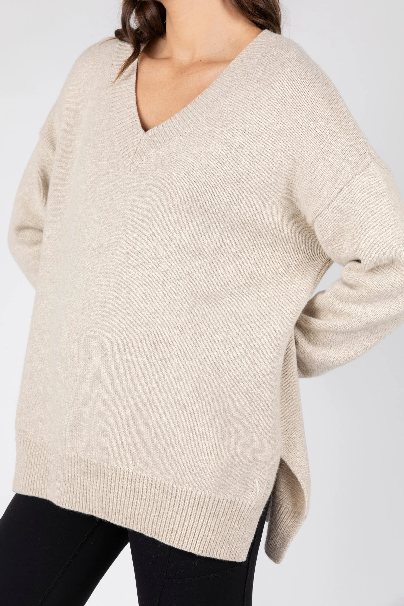 Vespa V-Neck Knit - Alabaster Marle