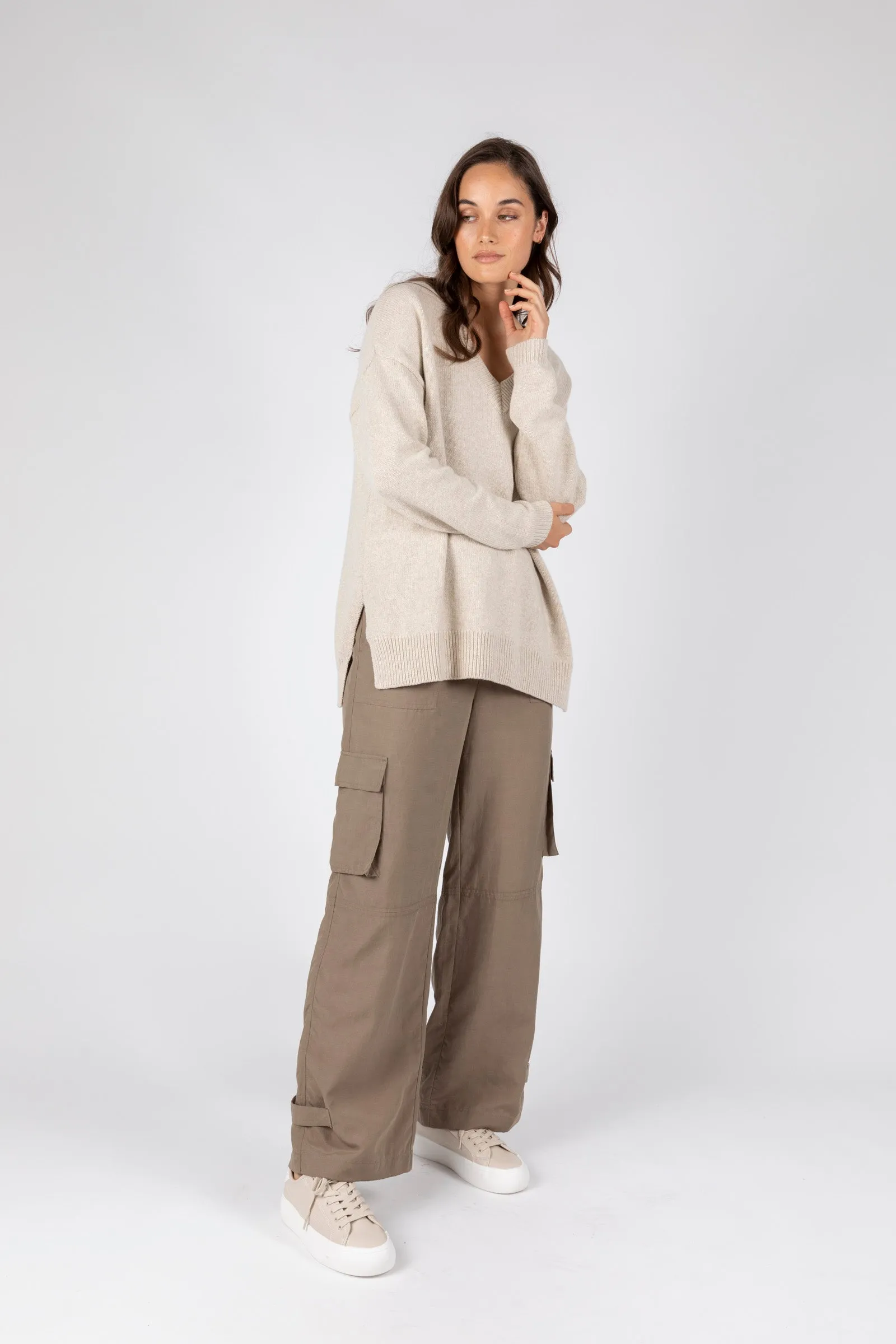 Vespa V-Neck Knit - Alabaster Marle