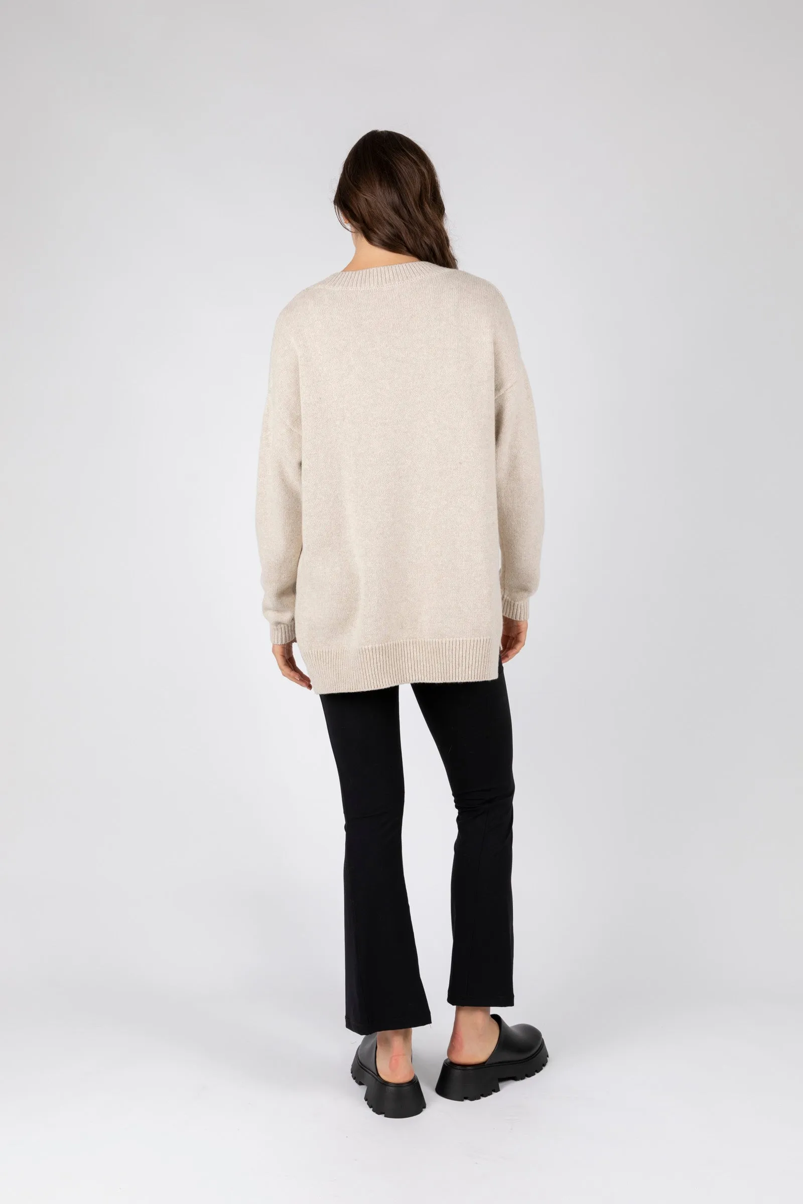 Vespa V-Neck Knit - Alabaster Marle