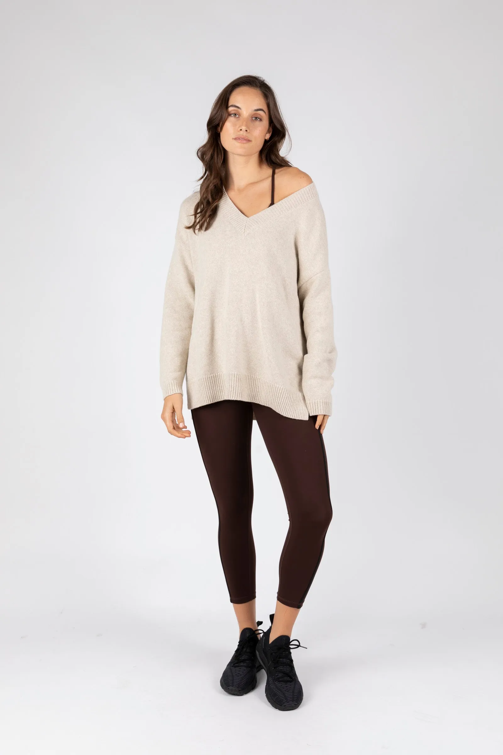 Vespa V-Neck Knit - Alabaster Marle