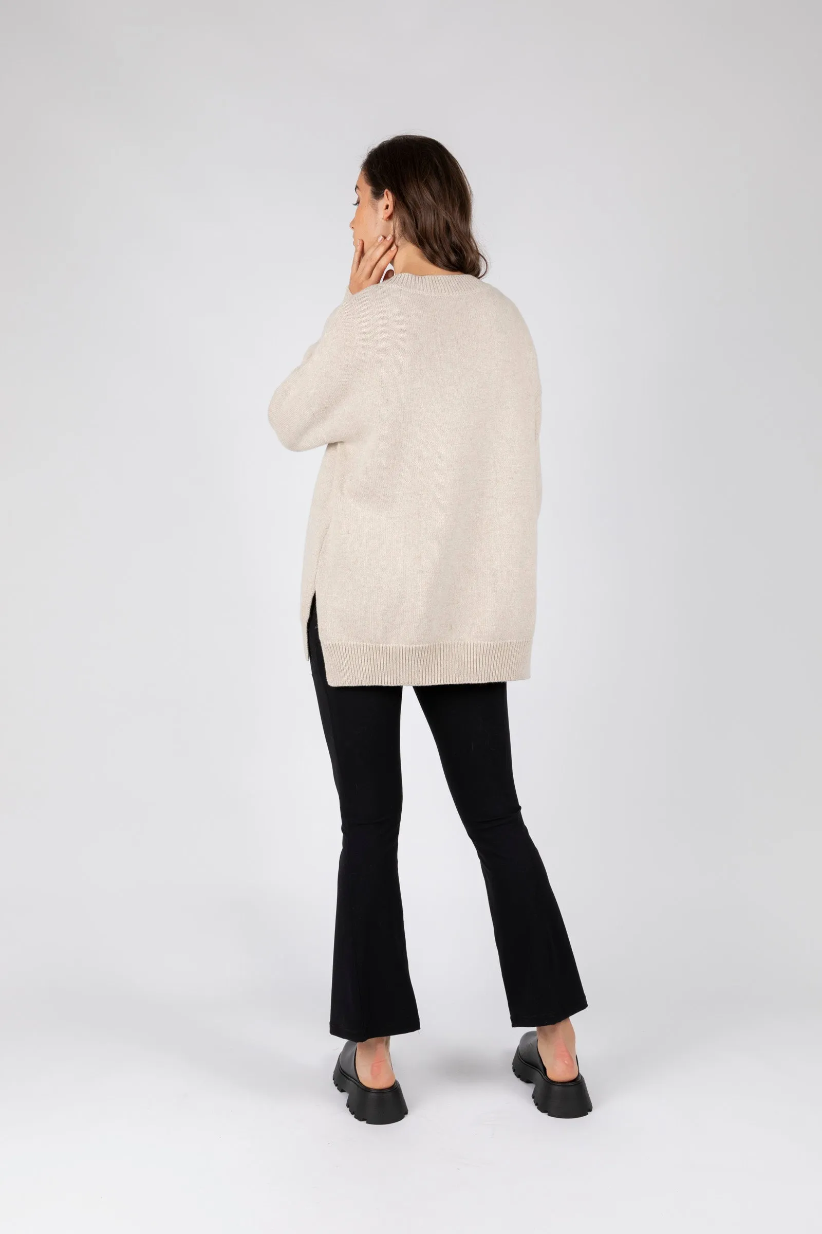 Vespa V-Neck Knit - Alabaster Marle
