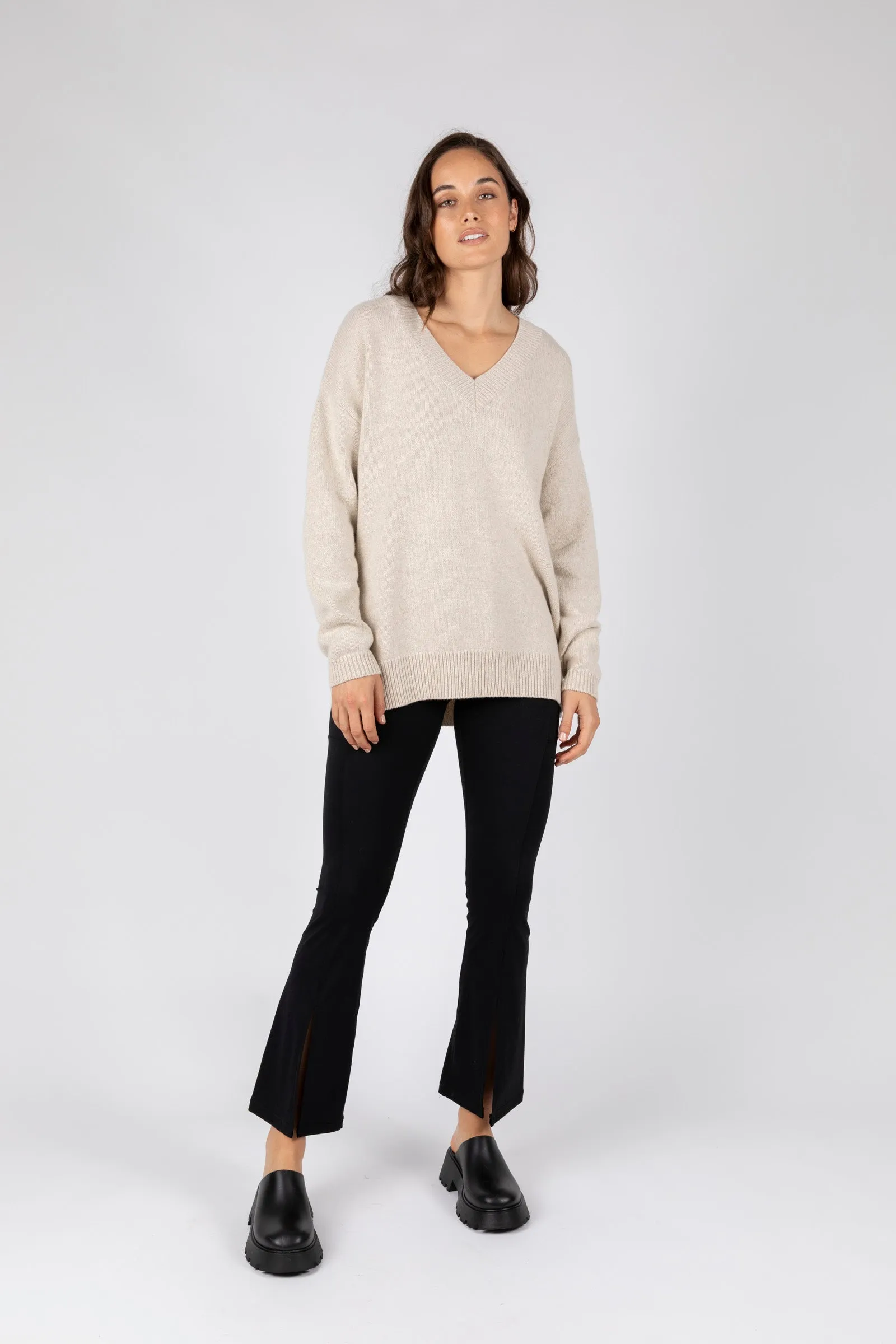 Vespa V-Neck Knit - Alabaster Marle