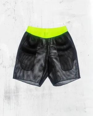 Vibrant Neon Elastic Fishnet Men's Shorts