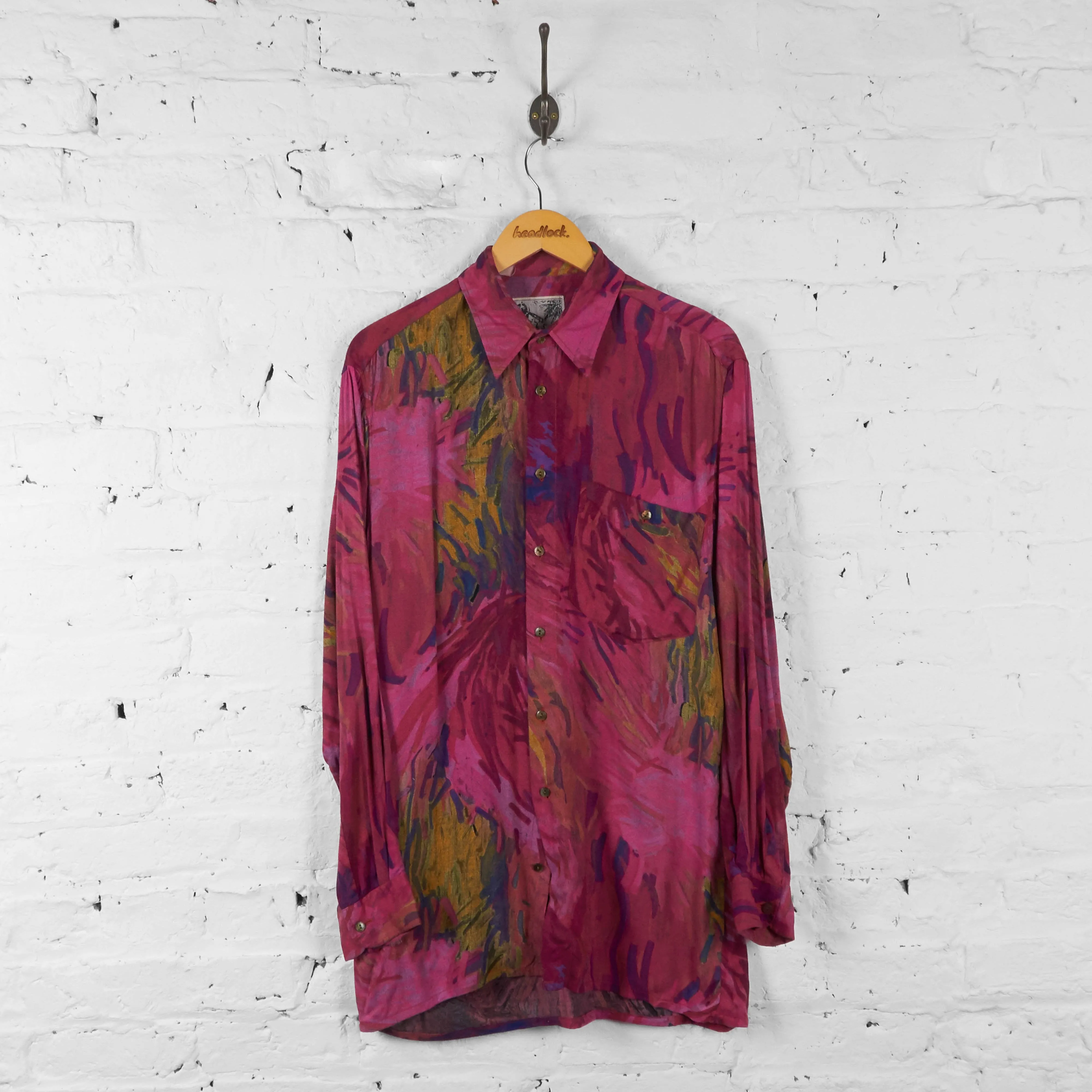 Vintage Abstract Pattern Shirt - Pink - L