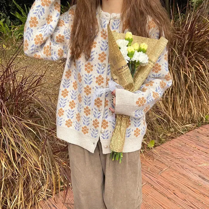 Vintage Aesthetic Grandma Cardigan for Y2K Style Enthusiasts