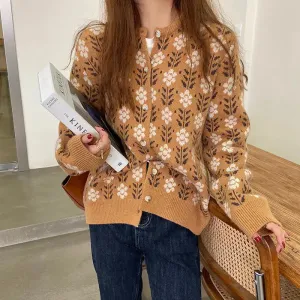 Vintage Aesthetic Grandma Cardigan for Y2K Style Enthusiasts