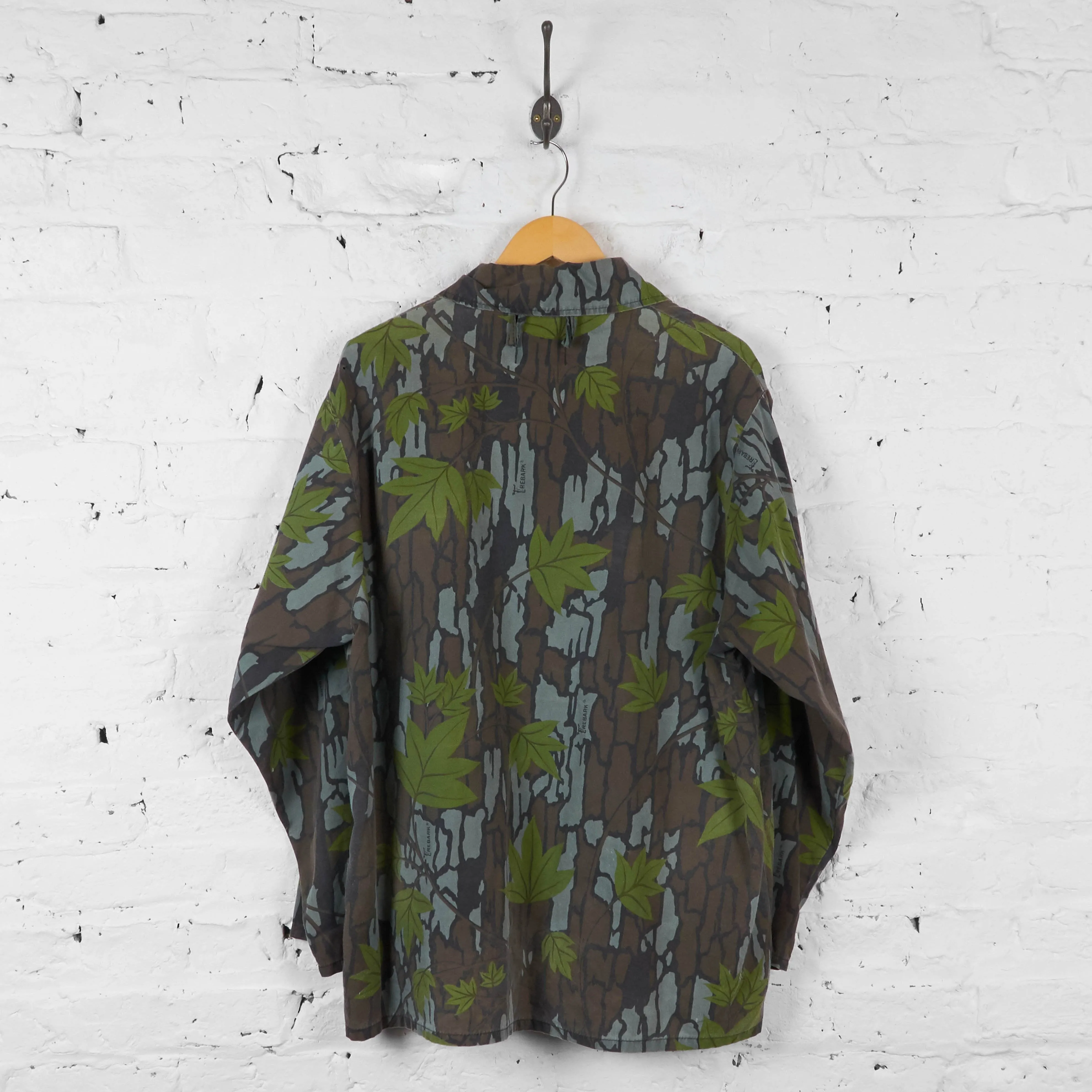 Vintage Camouflage Leaf Print Shirt - Brown/Green - L