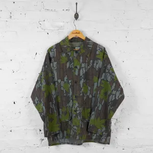Vintage Camouflage Leaf Print Shirt - Brown/Green - L