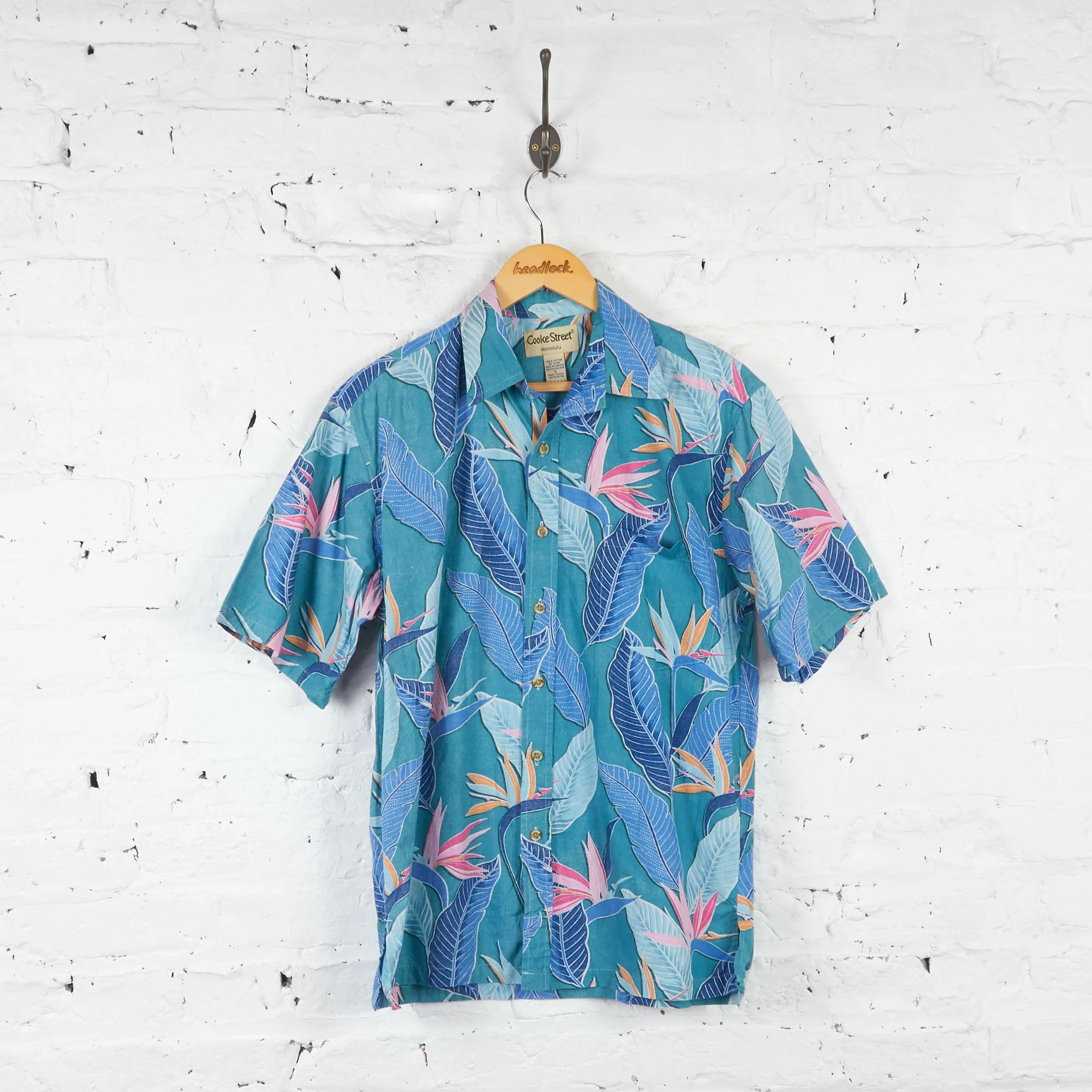 Vintage Hawaiian Floral Shirt - Blue - S