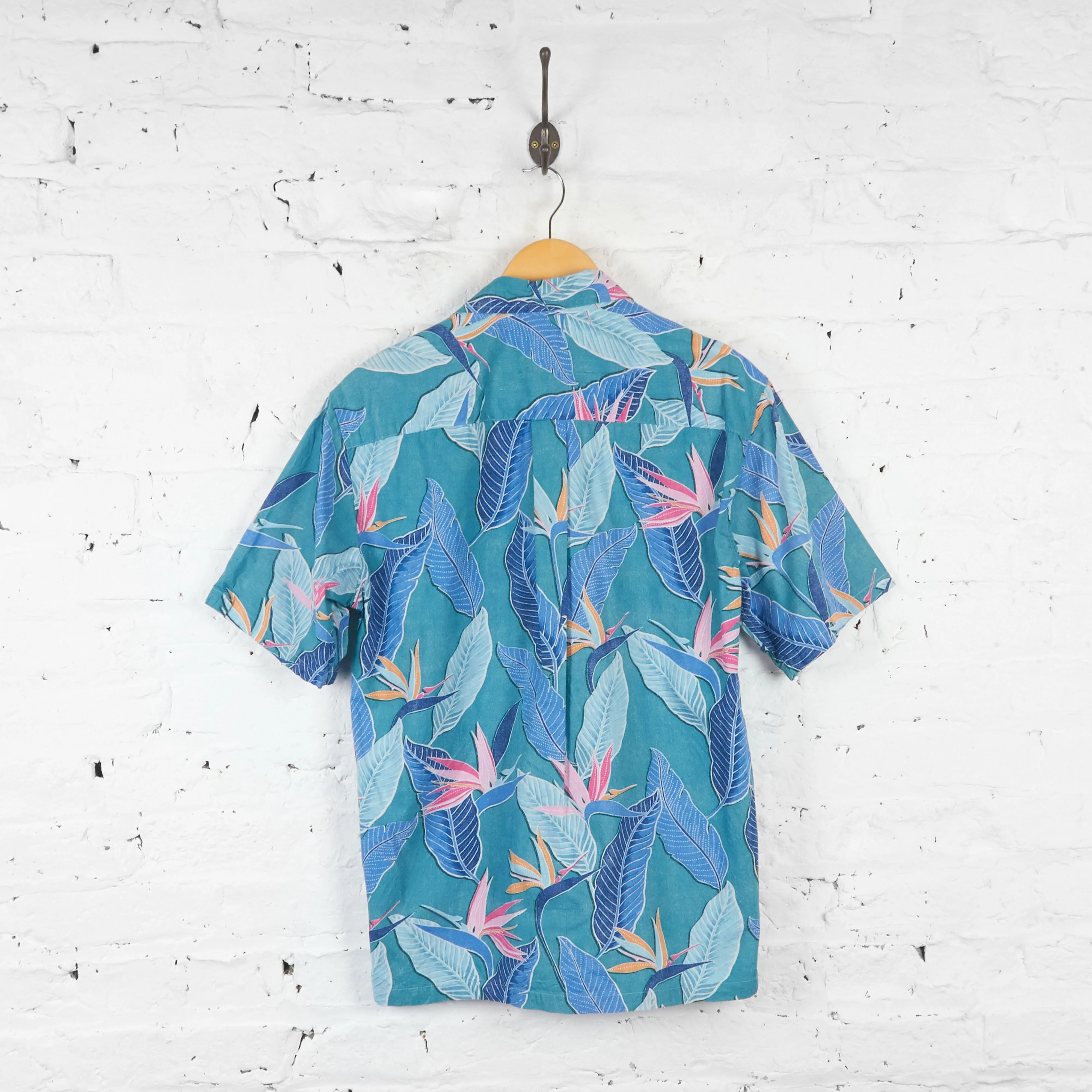 Vintage Hawaiian Floral Shirt - Blue - S