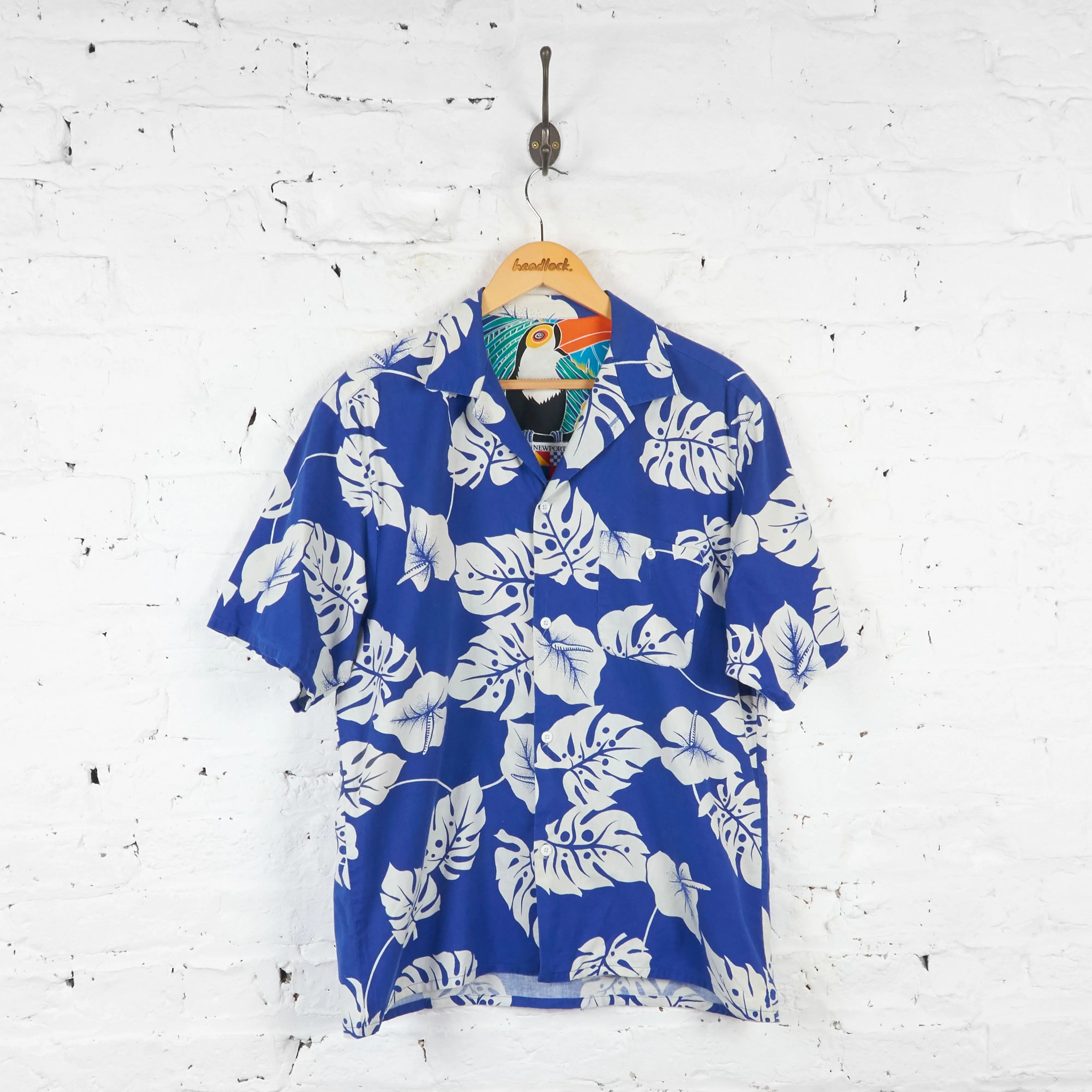 Vintage Hawaiian Parrot Shirt - Blue - M