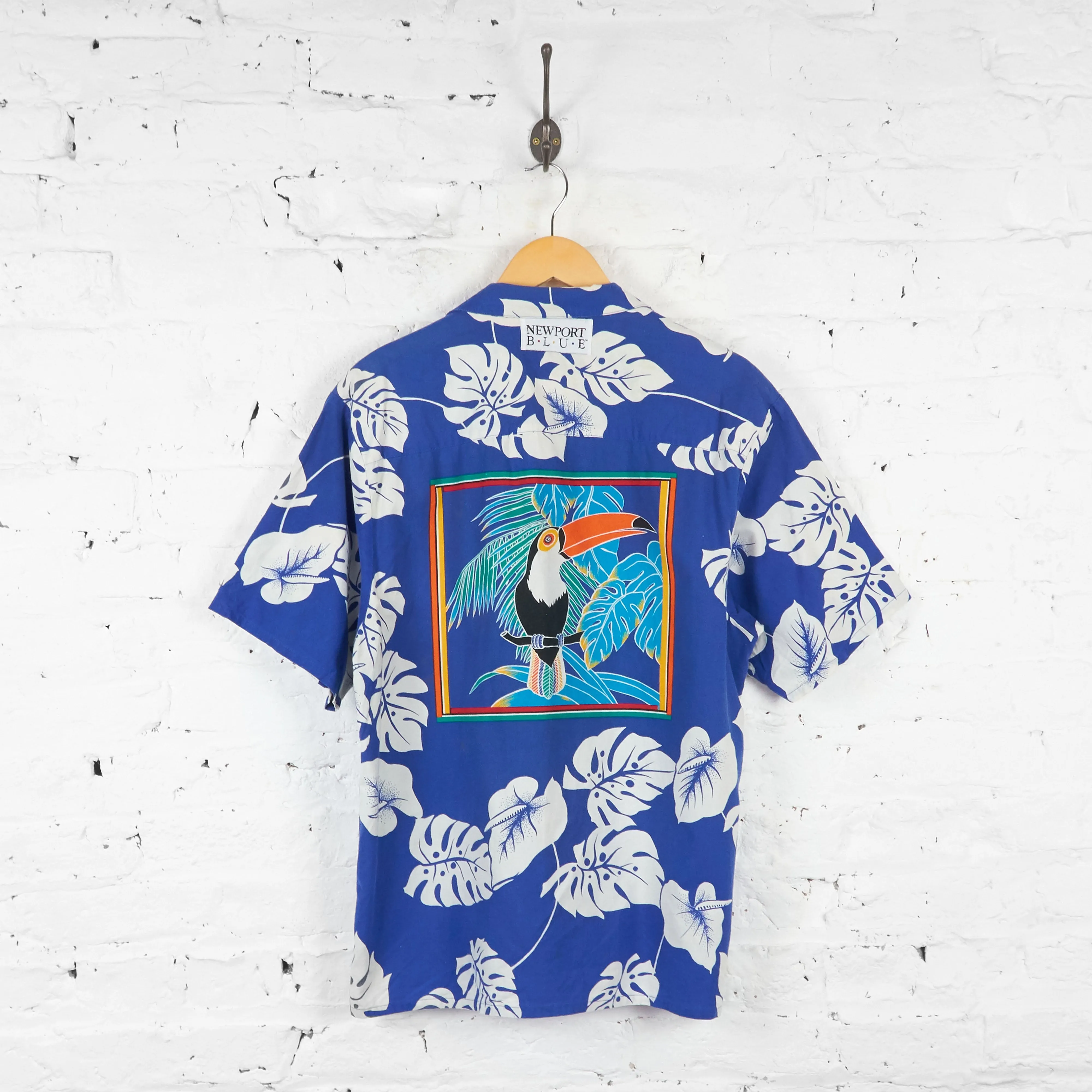 Vintage Hawaiian Parrot Shirt - Blue - M