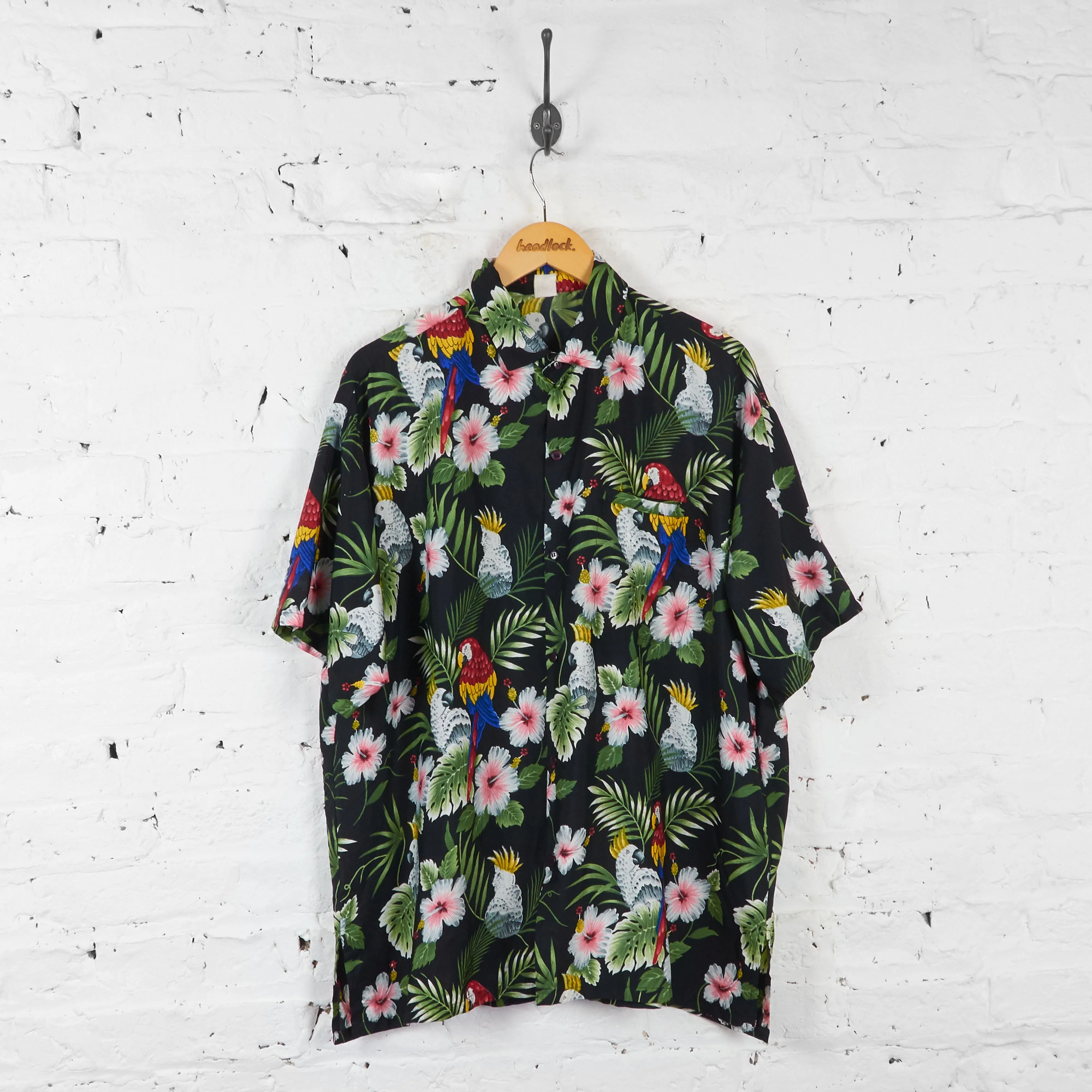 Vintage Hawaiian Party Shirt - Black - XL