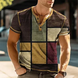 Vintage Henley Shirts Men's Fashion