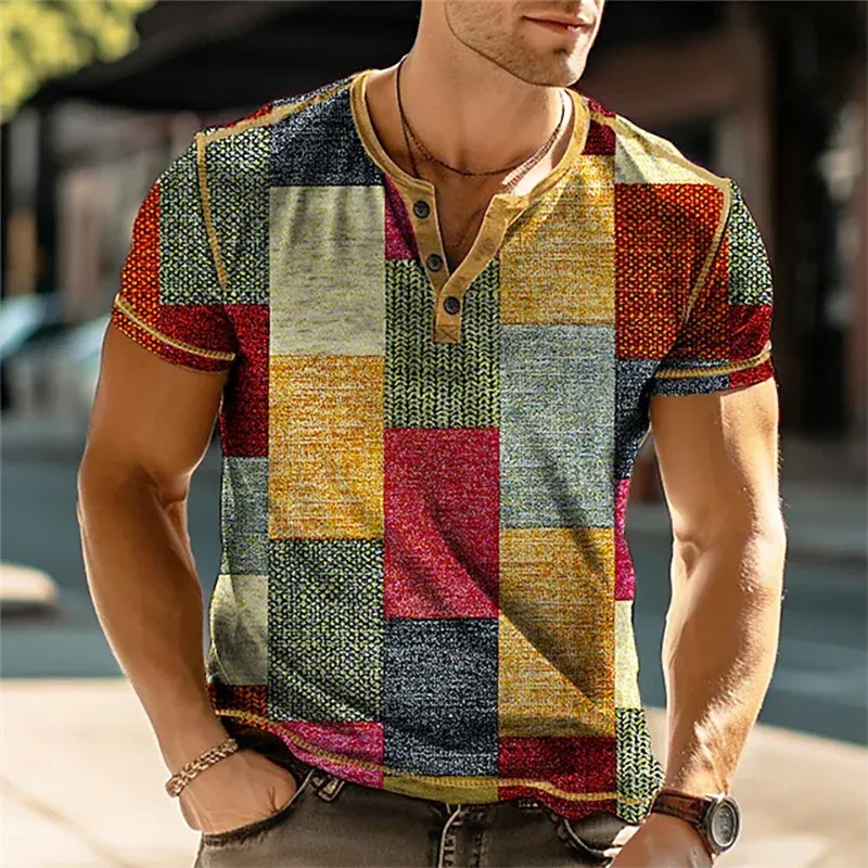 Vintage Henley Shirts Men's Fashion