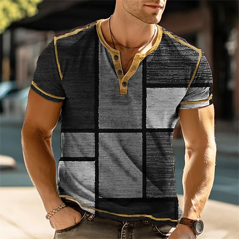 Vintage Henley Shirts Men's Fashion
