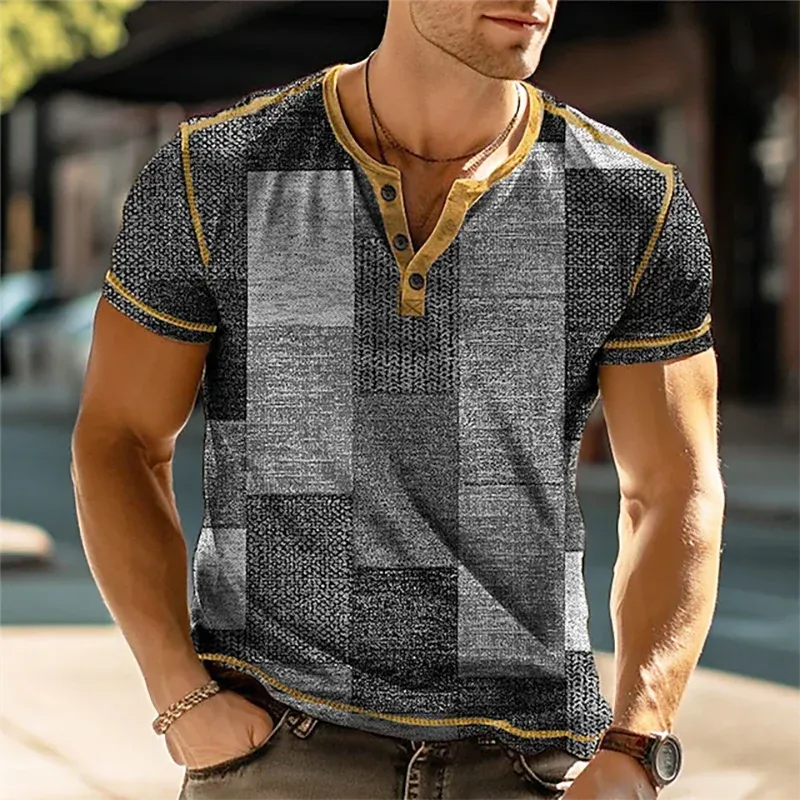 Vintage Henley Shirts Men's Fashion