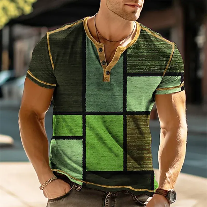 Vintage Henley Shirts Men's Fashion