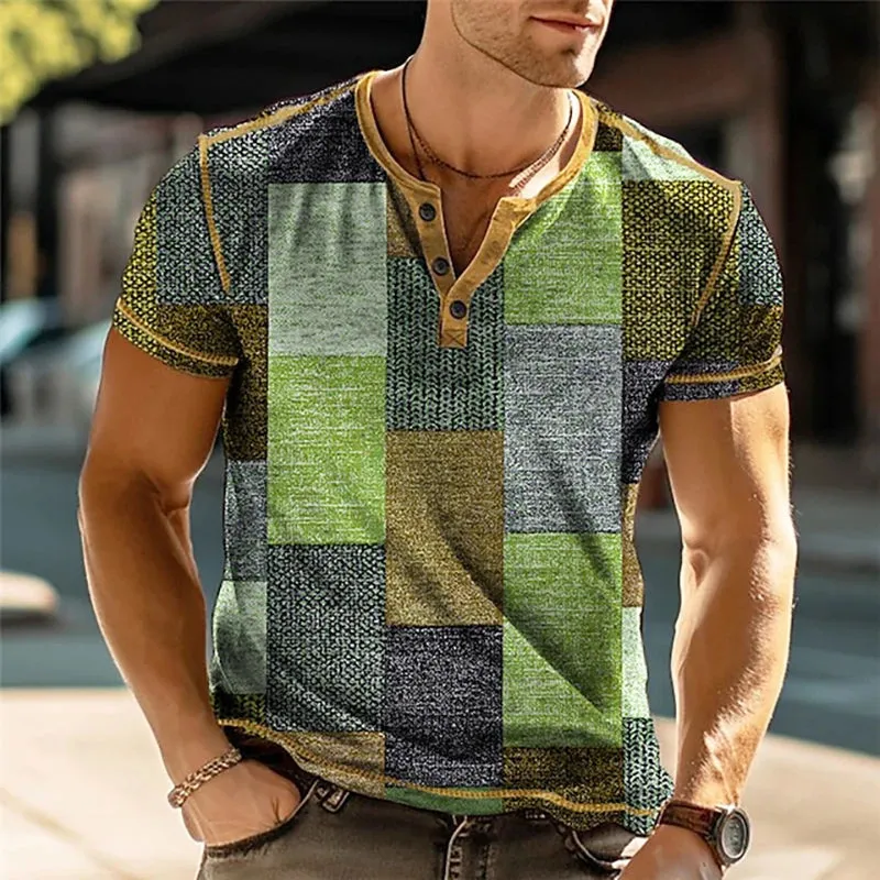 Vintage Henley Shirts Men's Fashion
