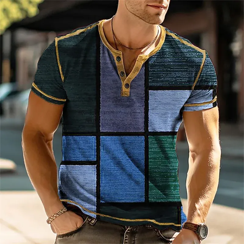 Vintage Henley Shirts Men's Fashion