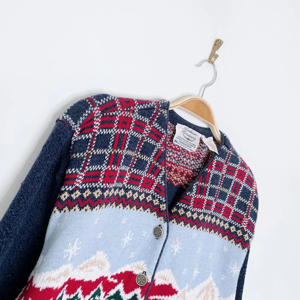 vintage northern treasures x parkhurst cottage skiers knit cardigan