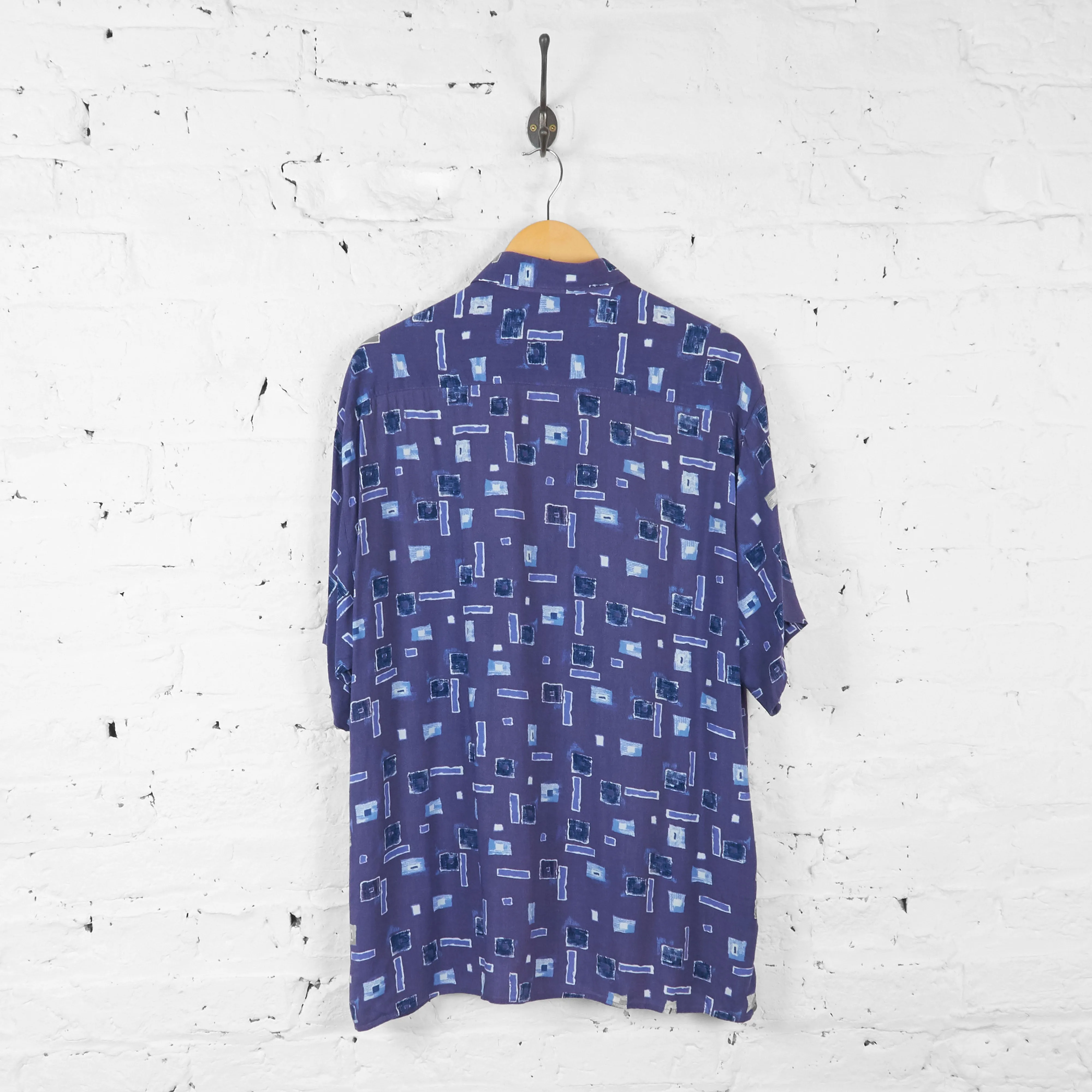 Vintage Square Pattern Party Shirt - Purple - L