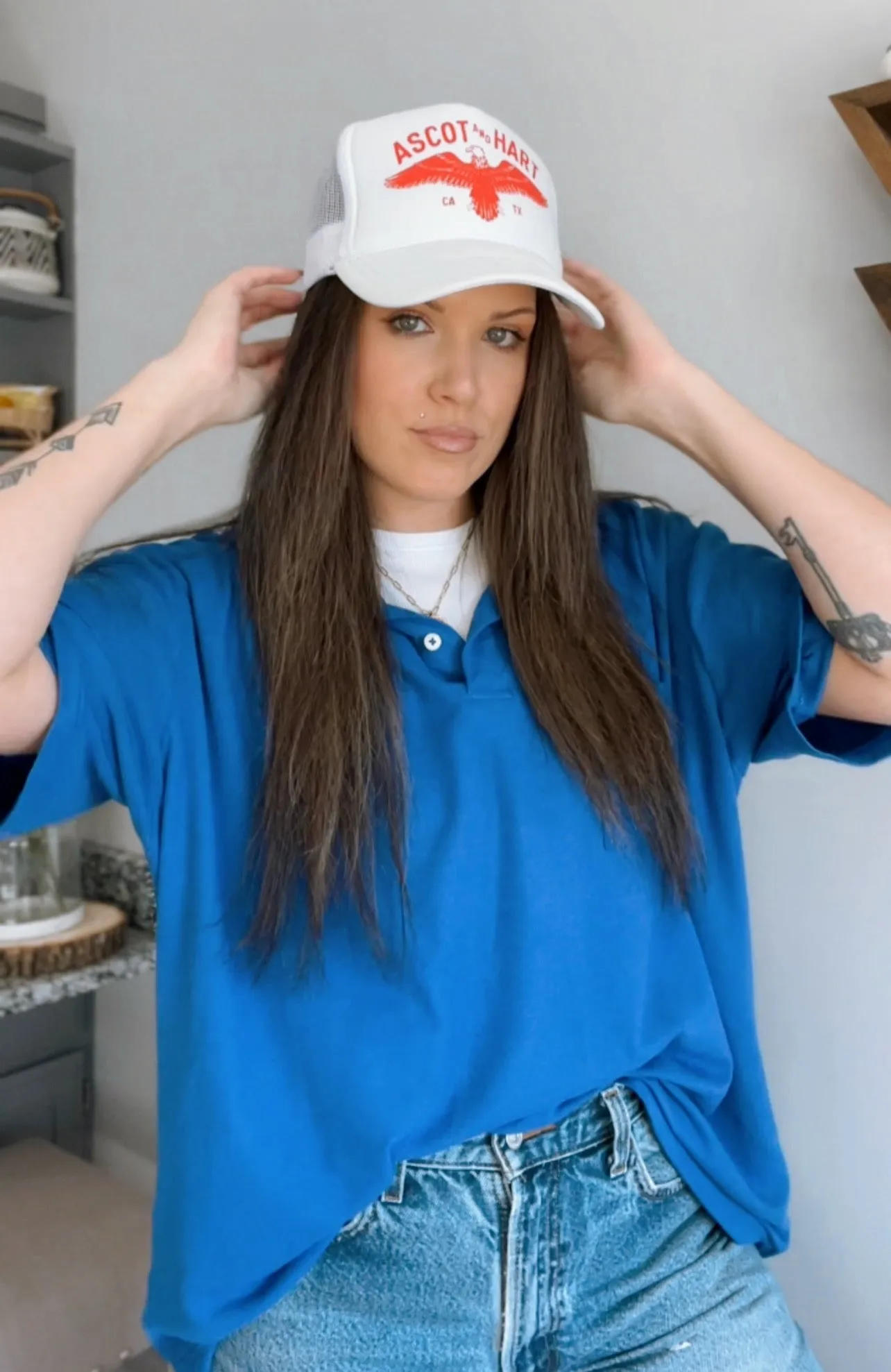 Vintage Trend Basics Soft Royal Blue Polo T-Shirt