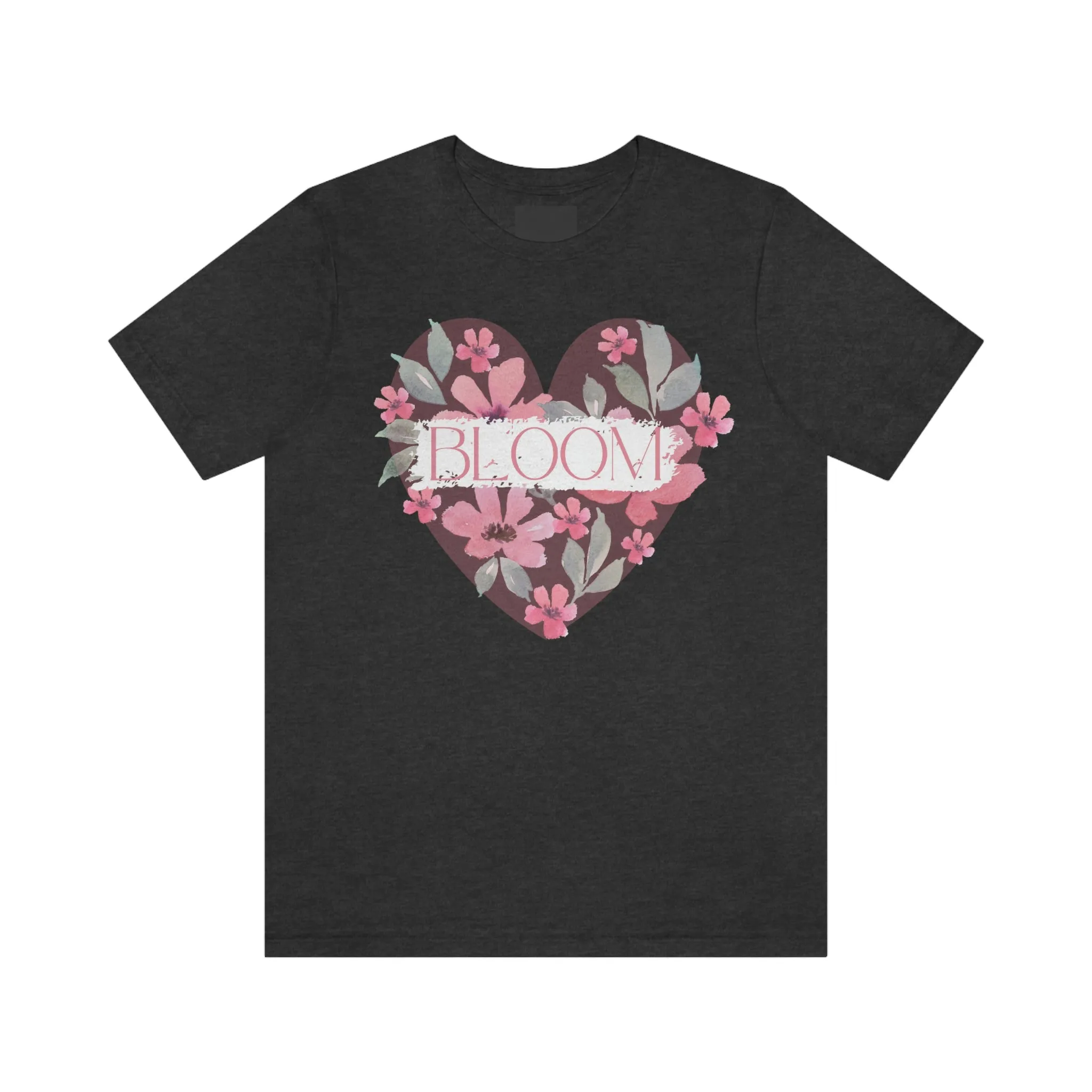 Watercolor Bloom  Heart Short Sleeve T-Shirt