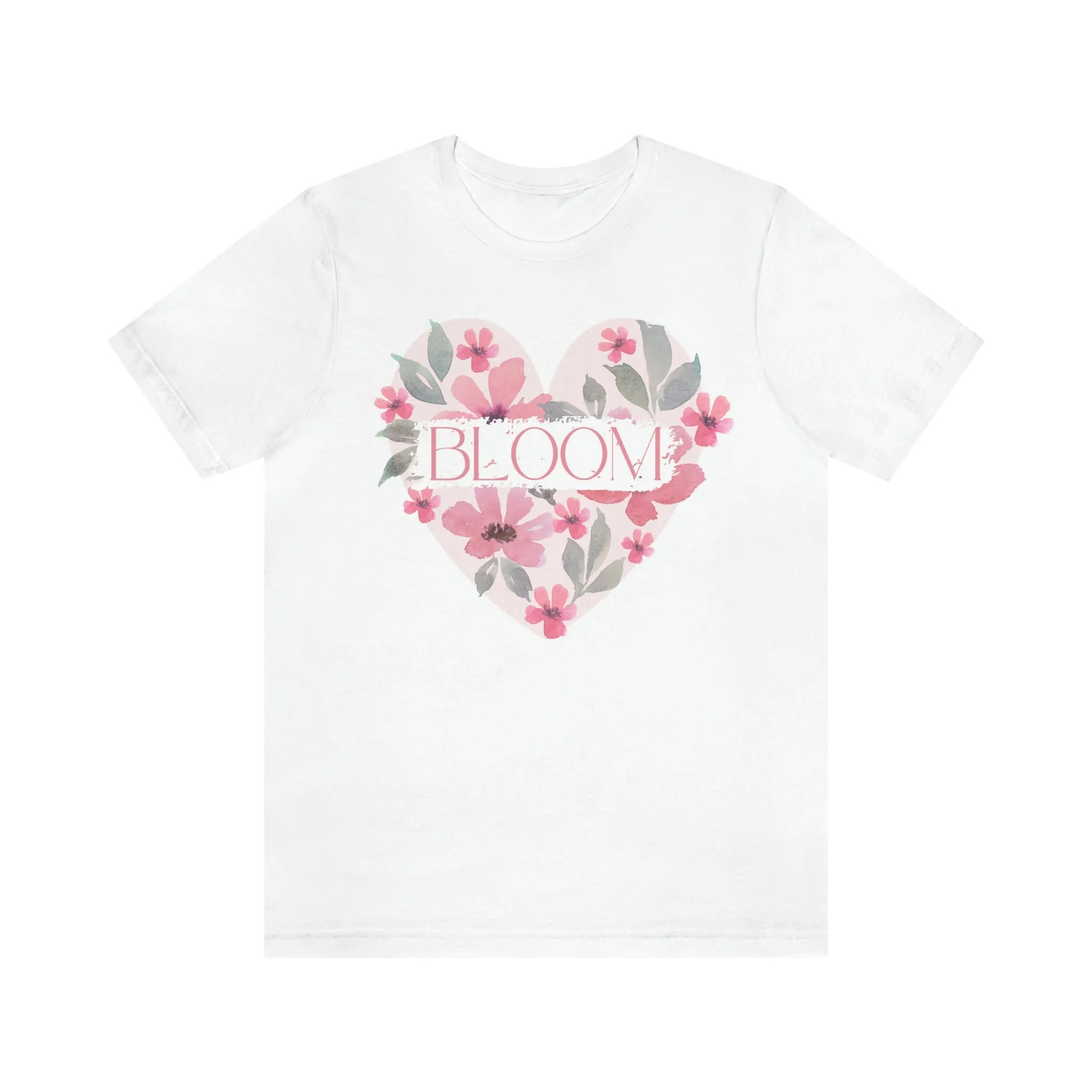 Watercolor Bloom  Heart Short Sleeve T-Shirt