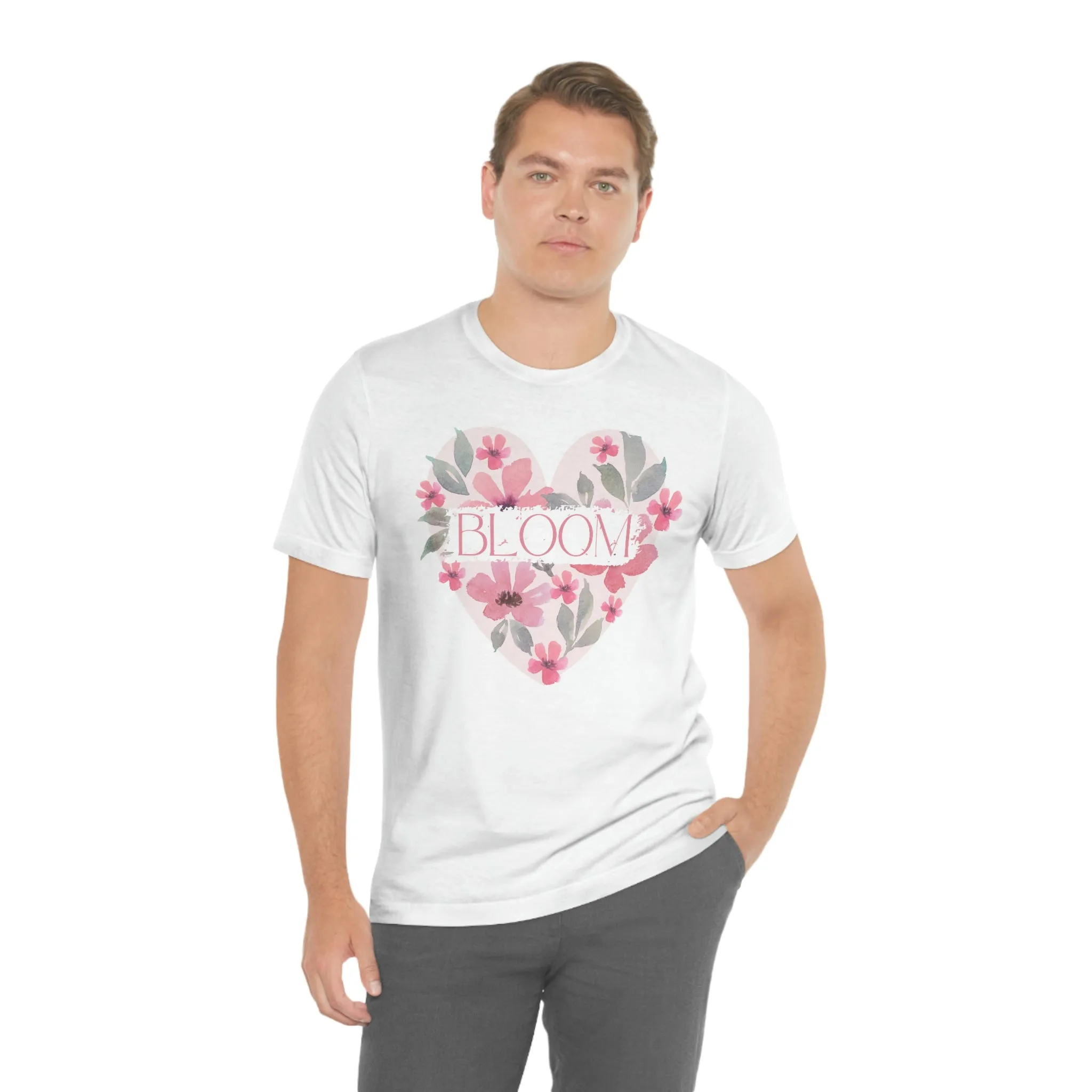 Watercolor Bloom  Heart Short Sleeve T-Shirt