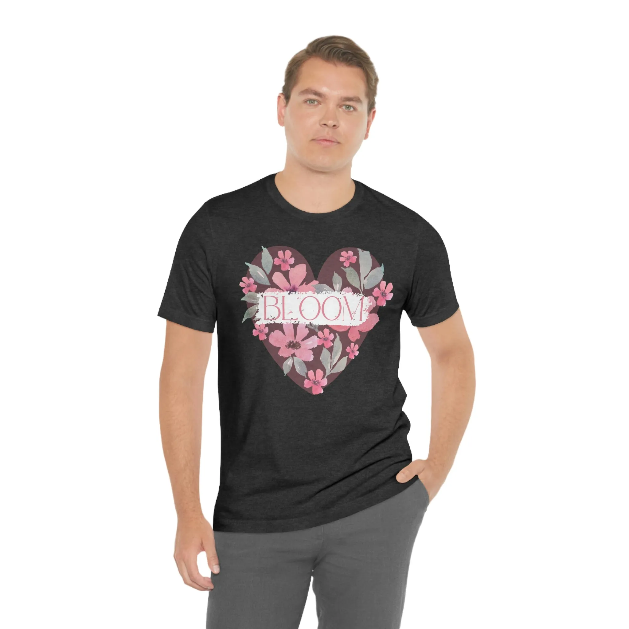 Watercolor Bloom  Heart Short Sleeve T-Shirt