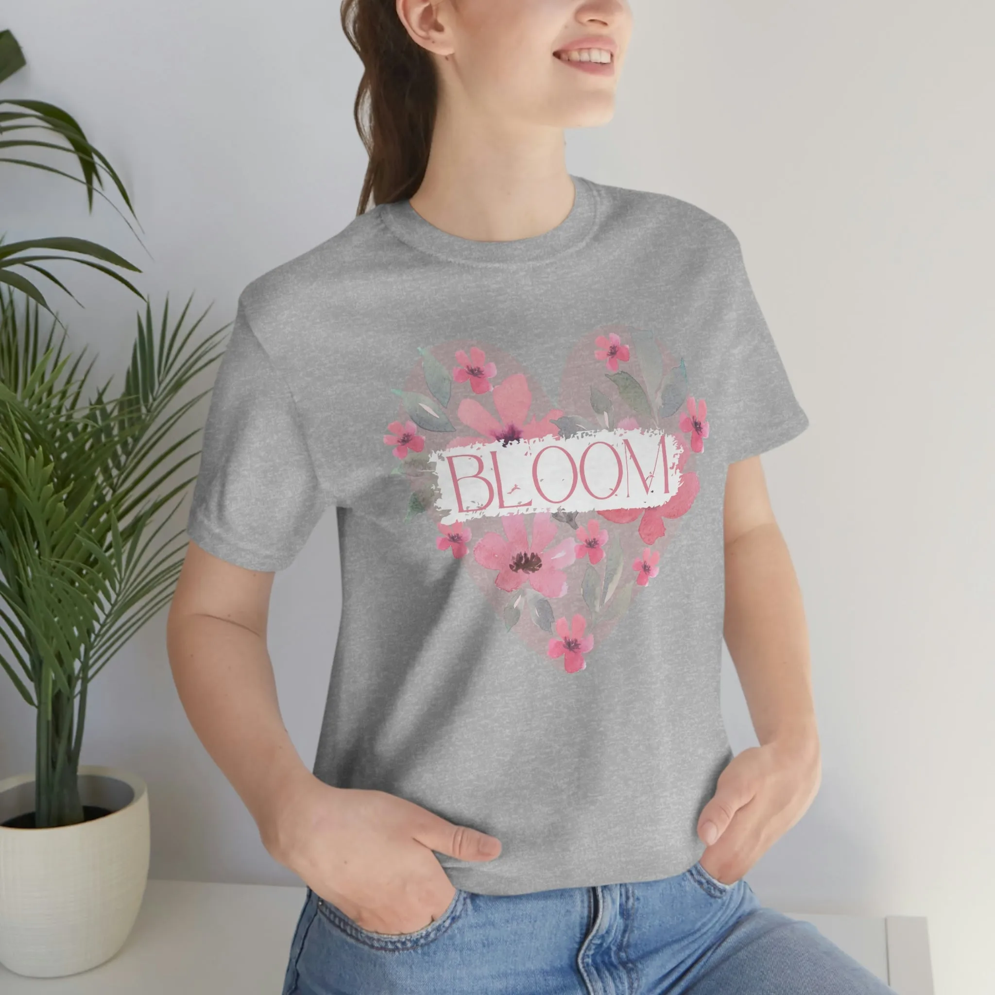 Watercolor Bloom  Heart Short Sleeve T-Shirt
