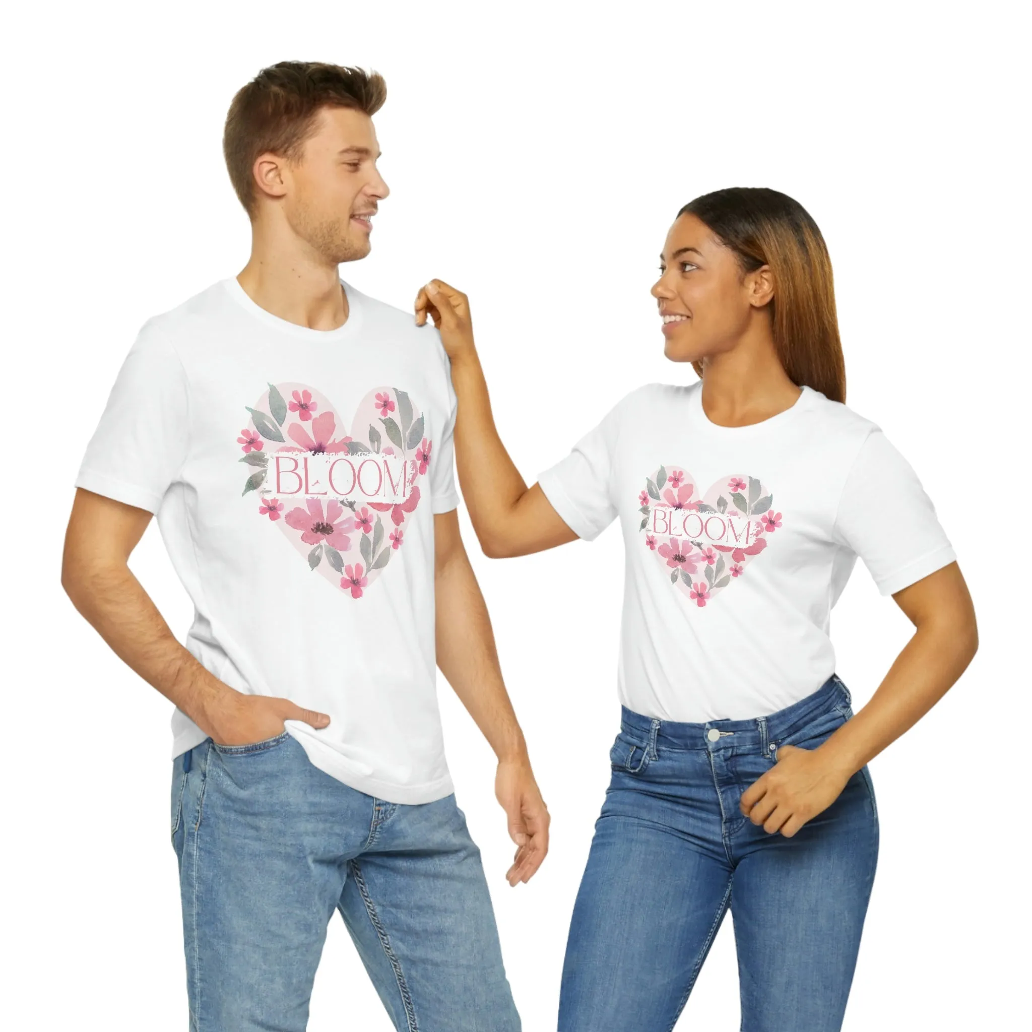 Watercolor Bloom  Heart Short Sleeve T-Shirt