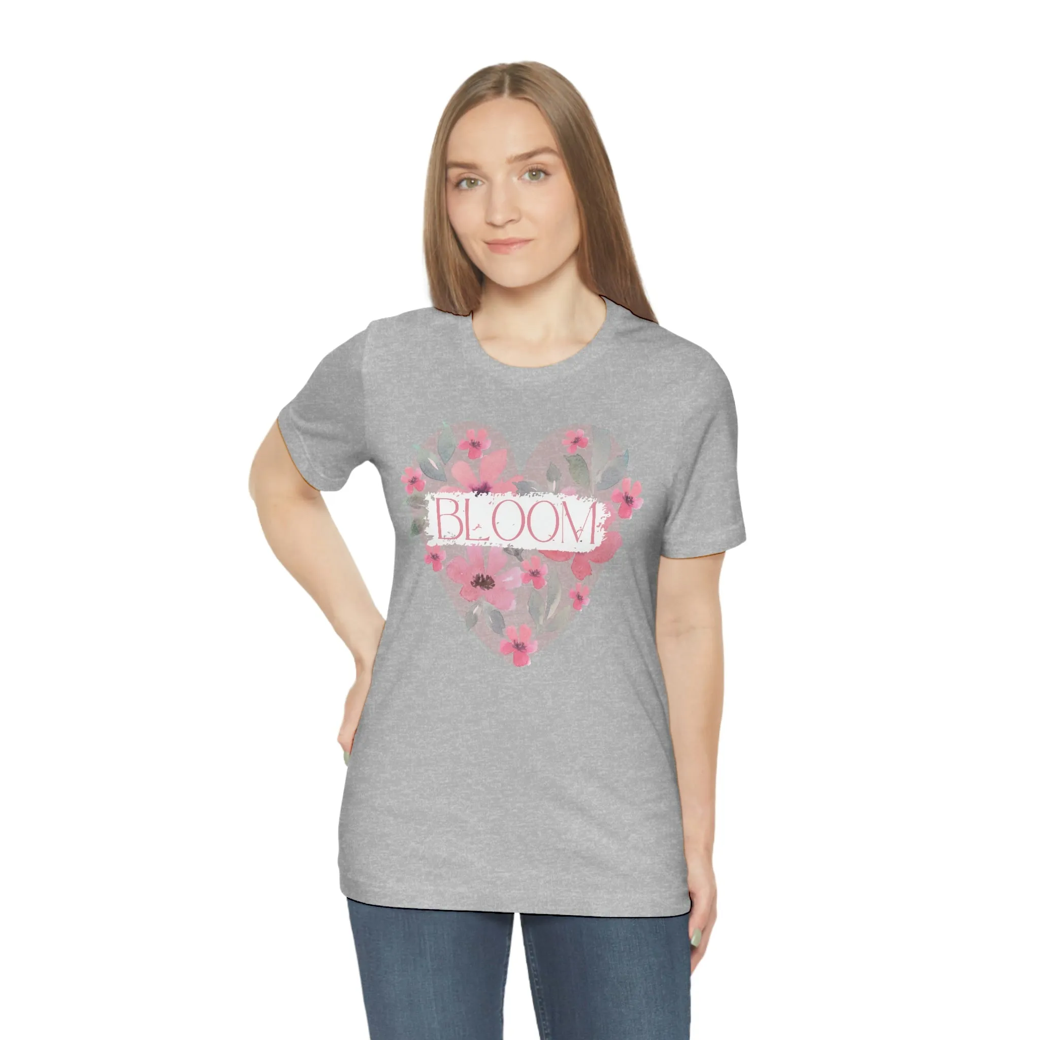 Watercolor Bloom  Heart Short Sleeve T-Shirt