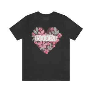 Watercolor Bloom  Heart Short Sleeve T-Shirt