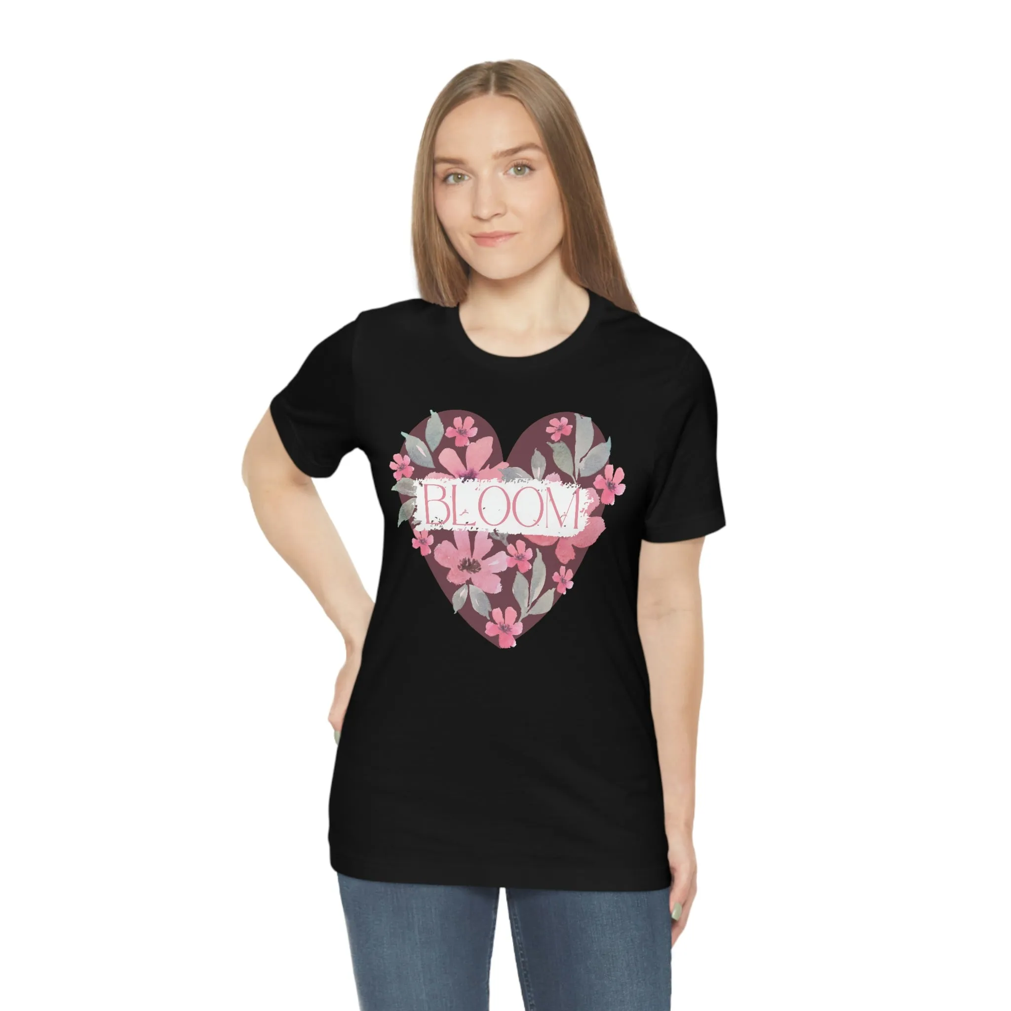 Watercolor Bloom  Heart Short Sleeve T-Shirt