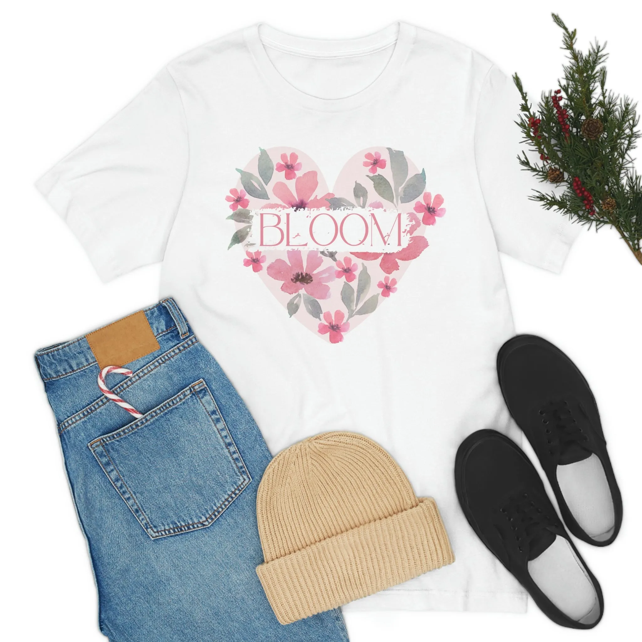 Watercolor Bloom  Heart Short Sleeve T-Shirt
