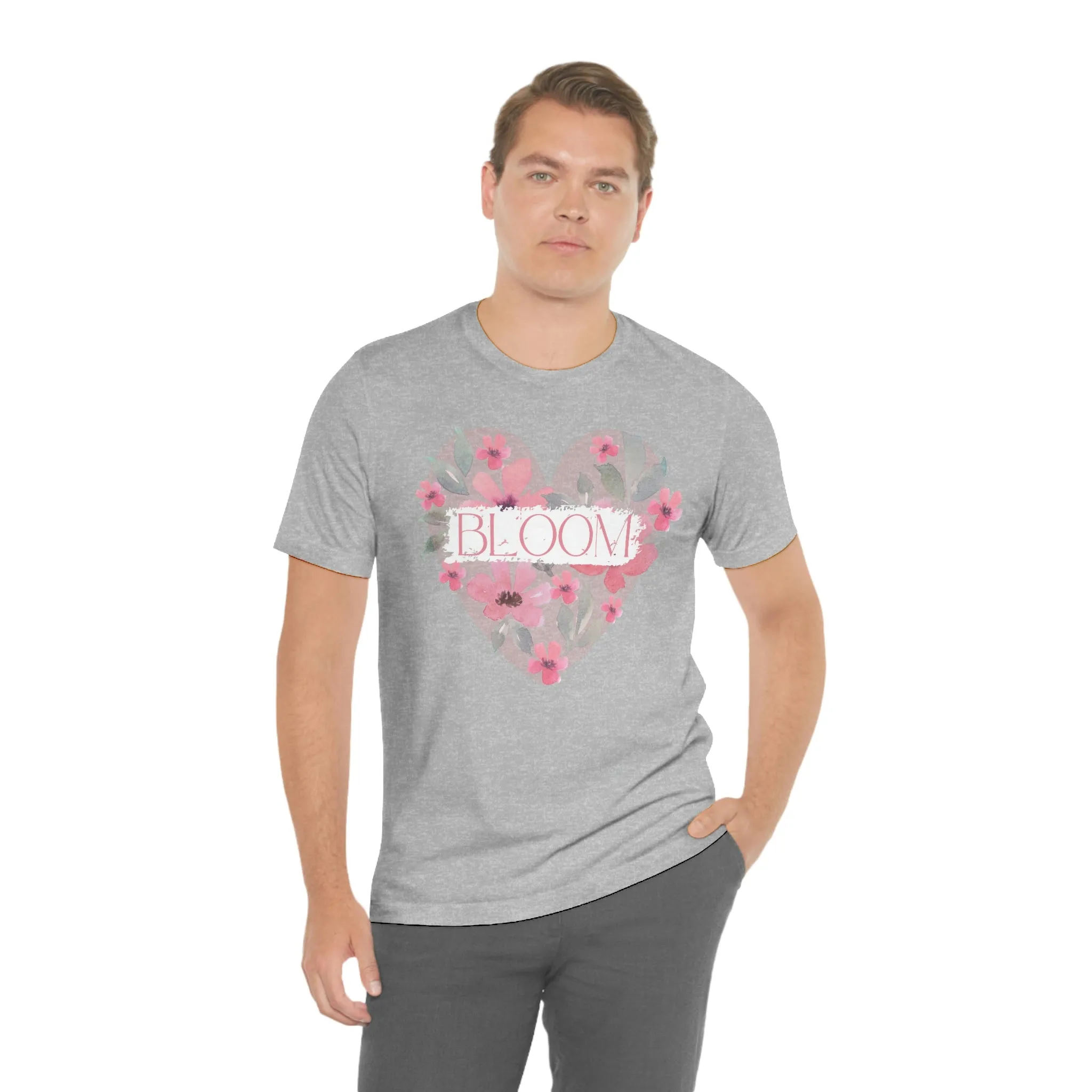 Watercolor Bloom  Heart Short Sleeve T-Shirt