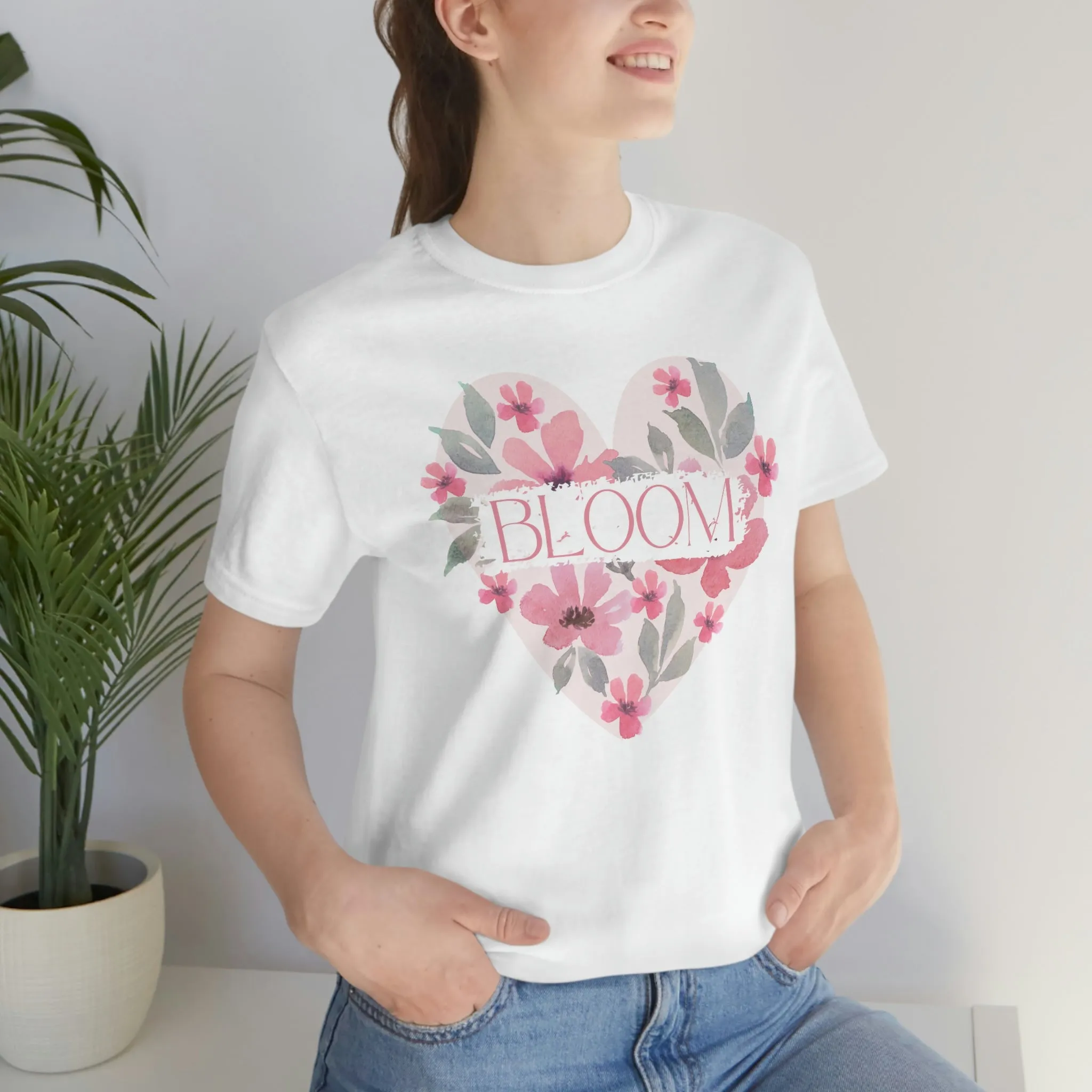 Watercolor Bloom  Heart Short Sleeve T-Shirt