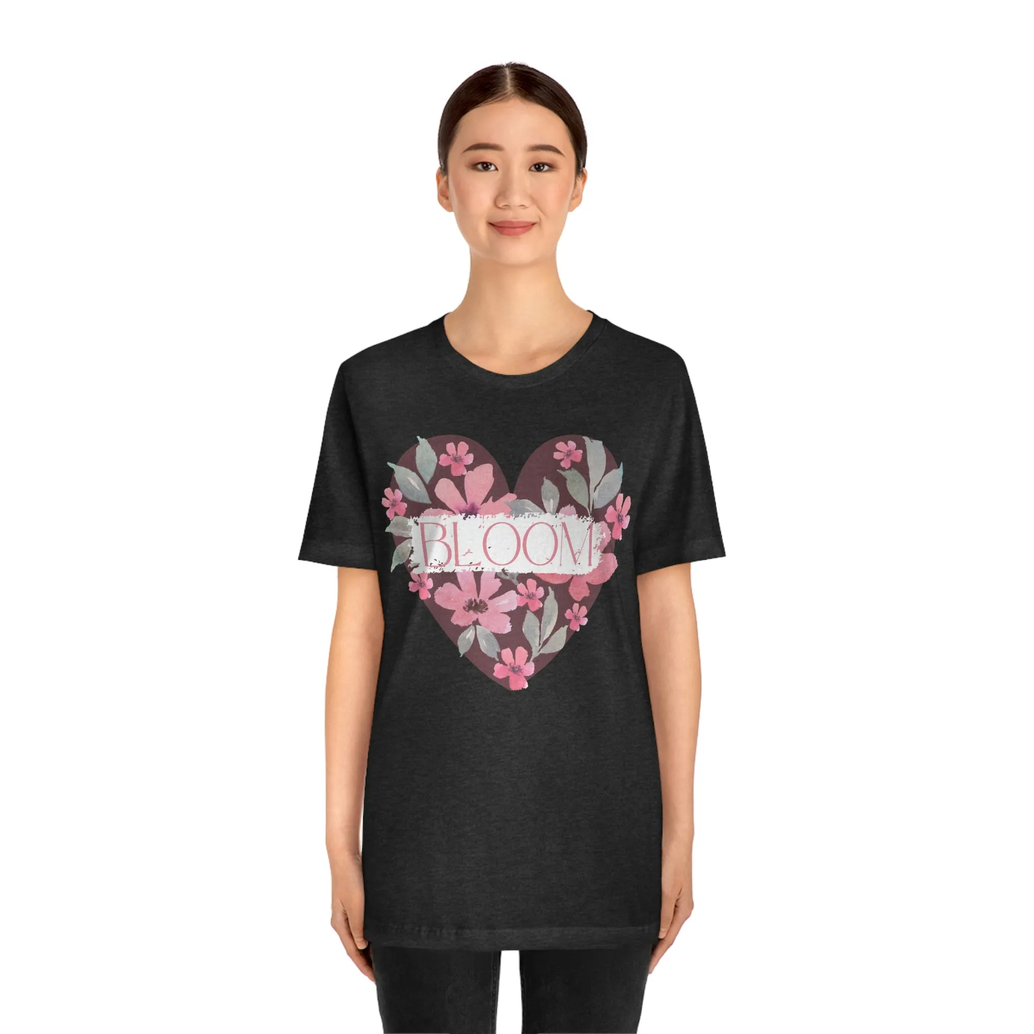 Watercolor Bloom  Heart Short Sleeve T-Shirt