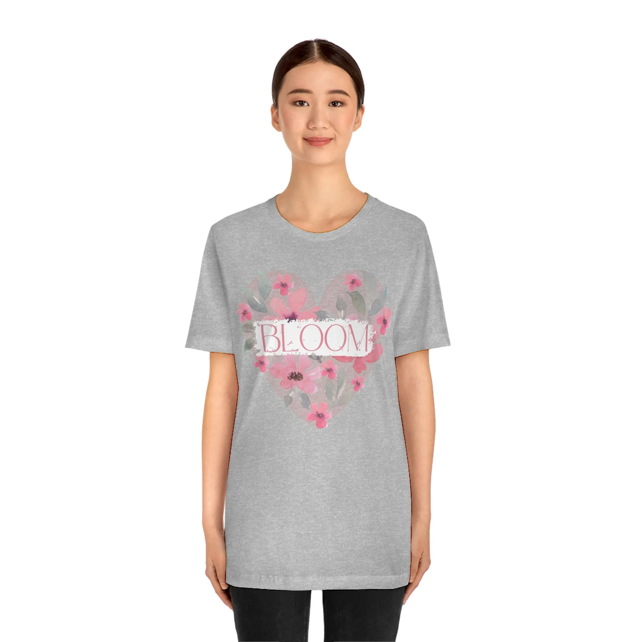 Watercolor Bloom  Heart Short Sleeve T-Shirt