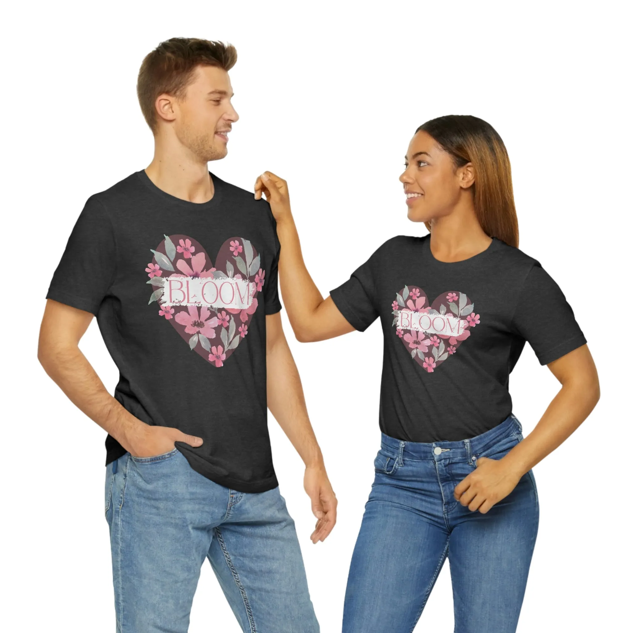 Watercolor Bloom  Heart Short Sleeve T-Shirt