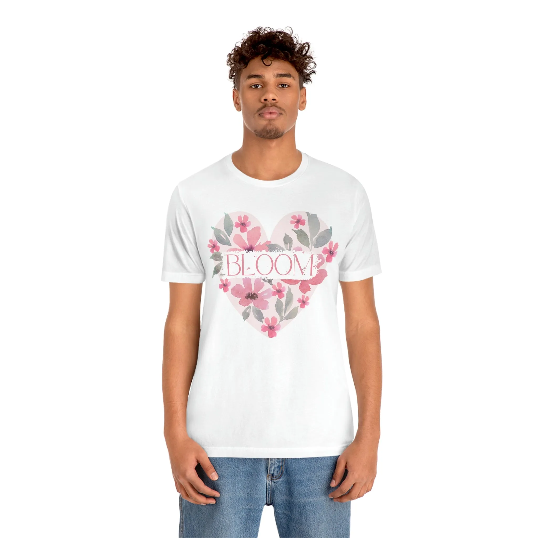 Watercolor Bloom  Heart Short Sleeve T-Shirt