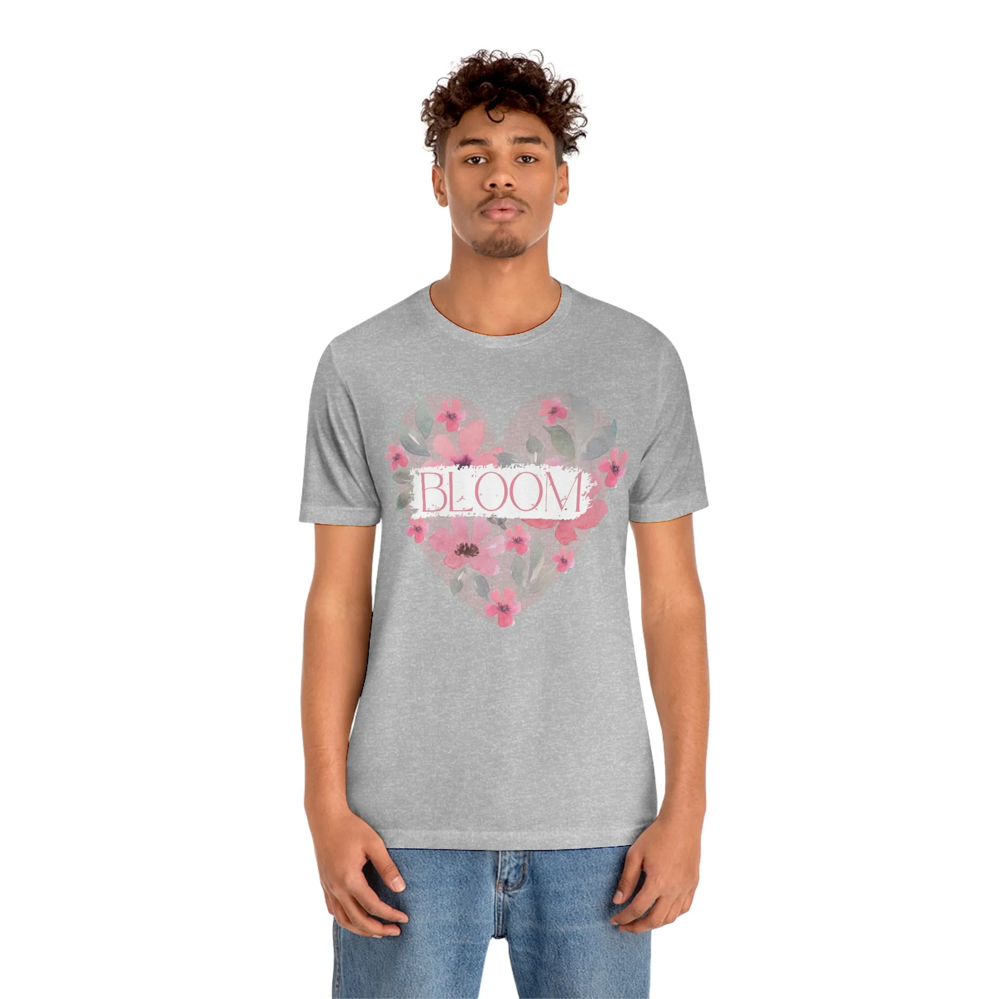 Watercolor Bloom  Heart Short Sleeve T-Shirt