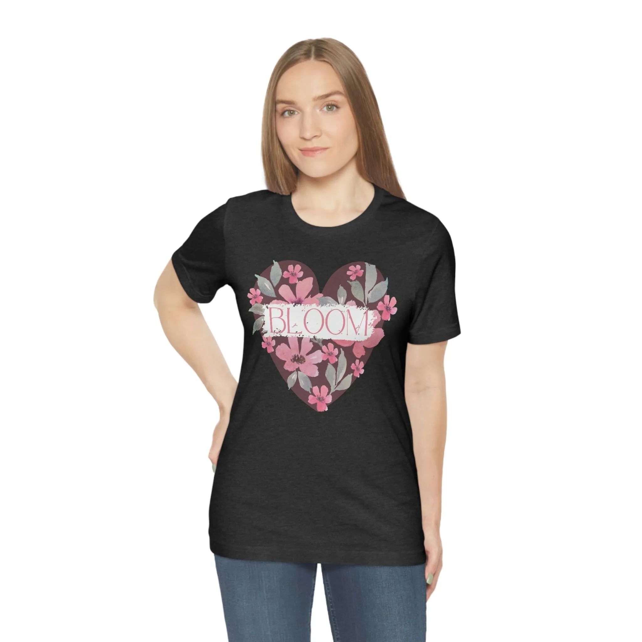 Watercolor Bloom  Heart Short Sleeve T-Shirt