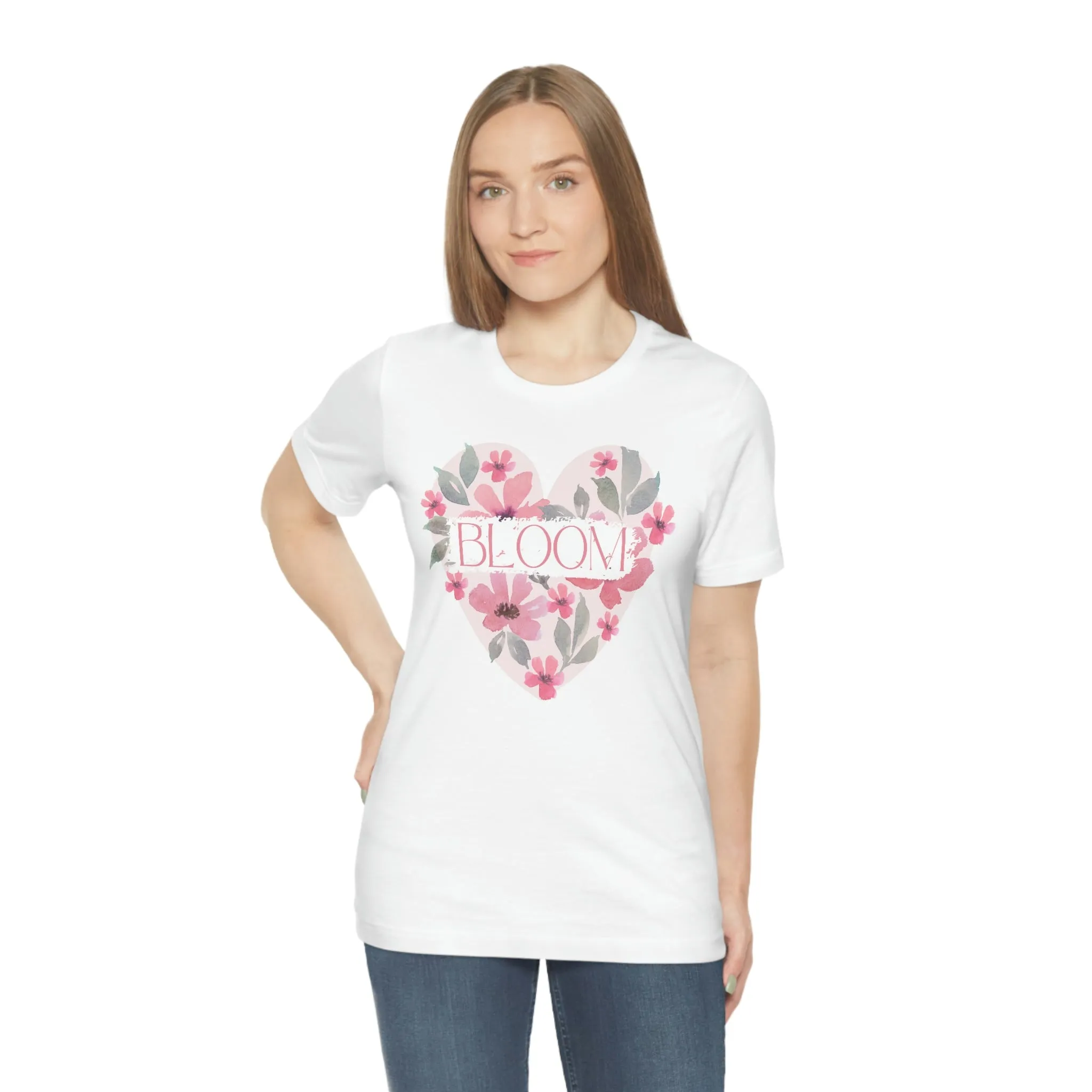 Watercolor Bloom  Heart Short Sleeve T-Shirt